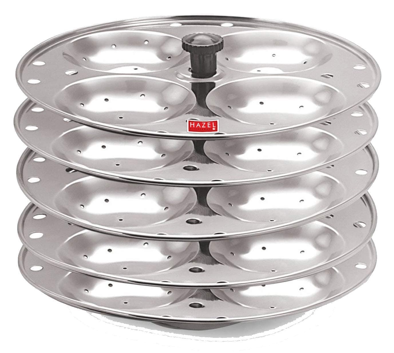 HAZEL Idli Stand Stainless Steel | 5-Rack Idli Plates for 20 Pieces Regular Size Idli Preparation | Supreme Quality Food Grade Idli Stand Ideal for Daily Usage