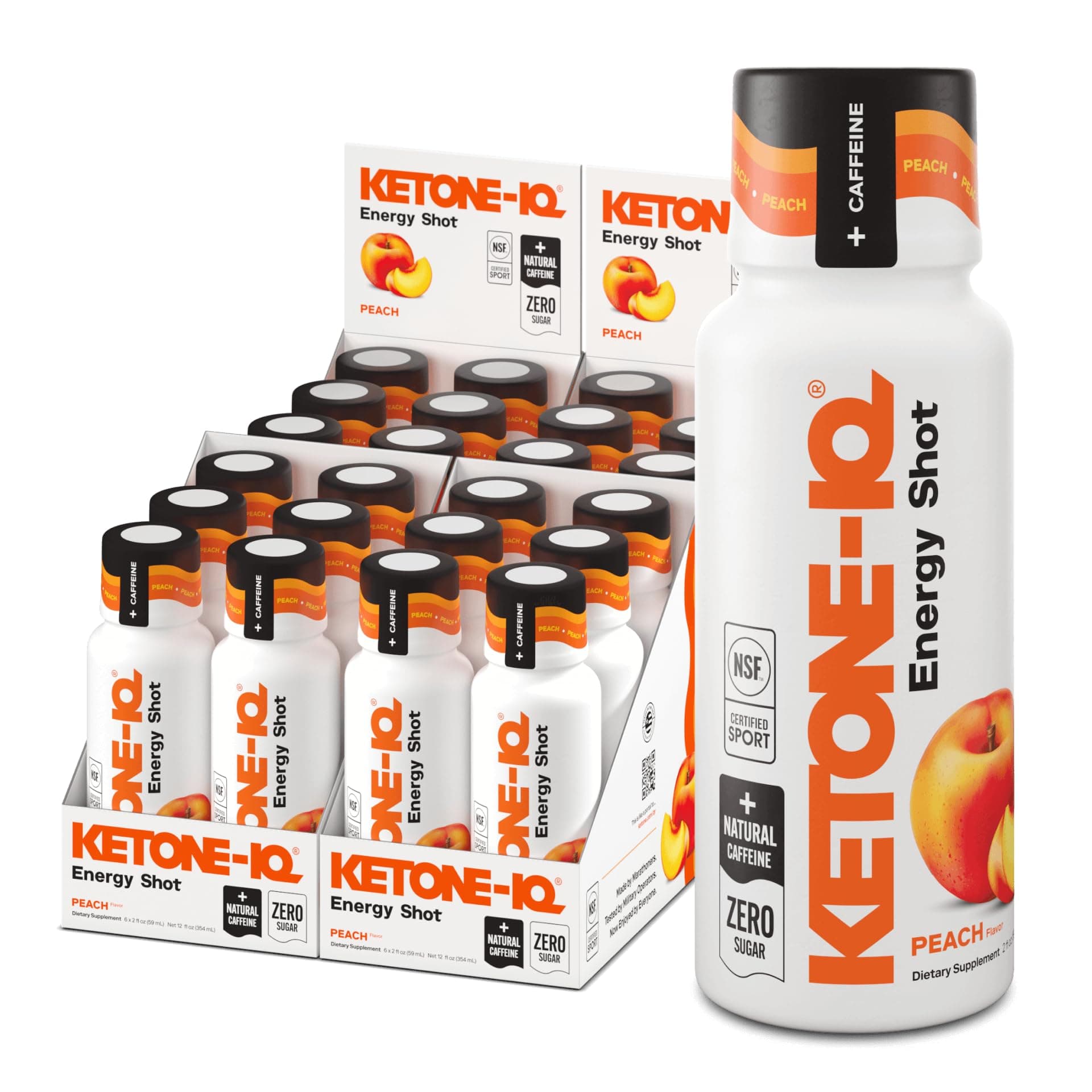 Ketone-IQ Ketone Energy Shot with Caffeine - 100 mg Green Tea Caffeine, 5g Exogenous Ketone, and B Vitamins - 24 Caffeine Shots on the Go - Fast Acting Energy Drink