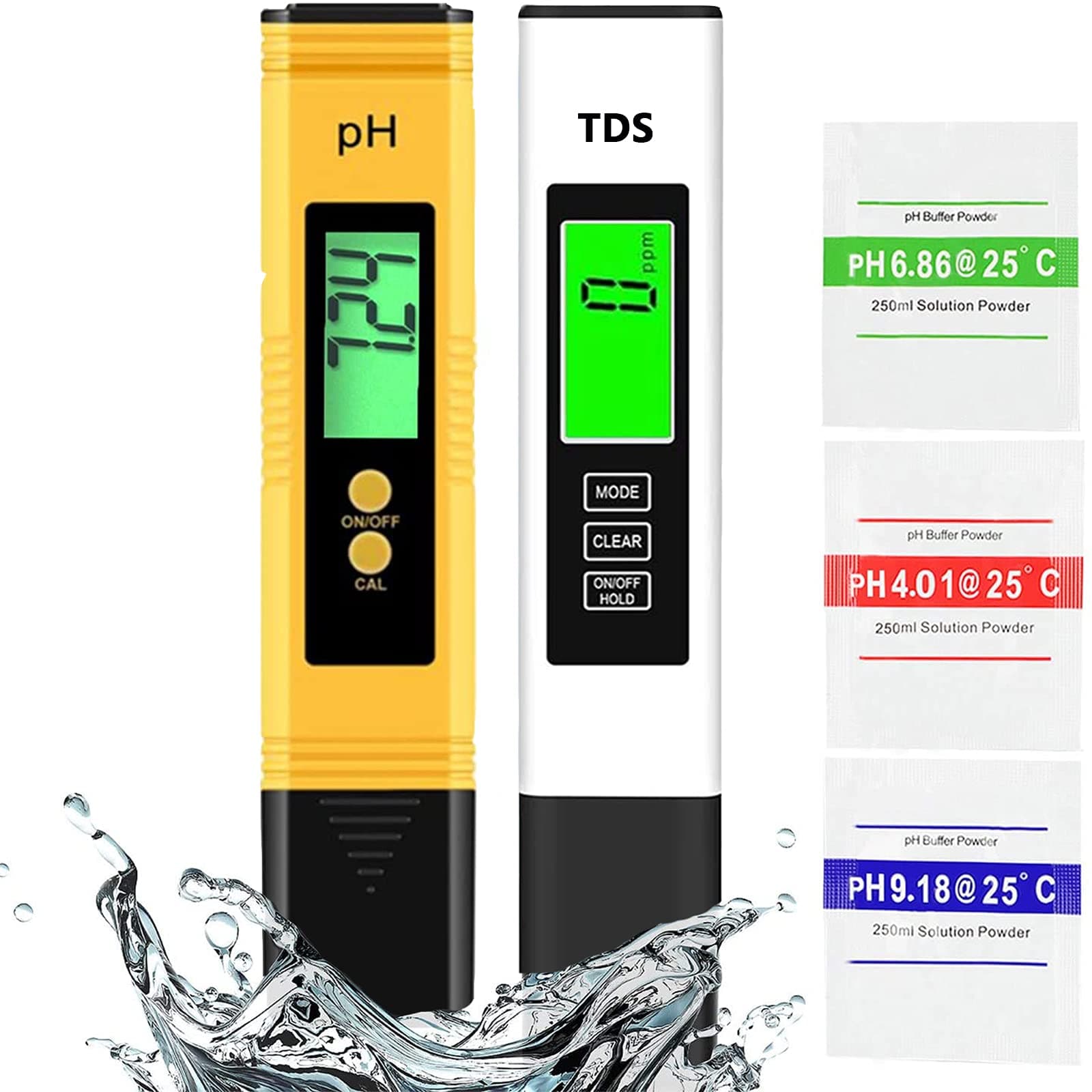 PH Meter and TDS Meter Combo, PH Tester Digital, PPM Digital Water Tester, 0.05ph High Accuracy Pen Type pH Meter, Readout Accuracy 3-in-1 TDS EC Temperature Meter