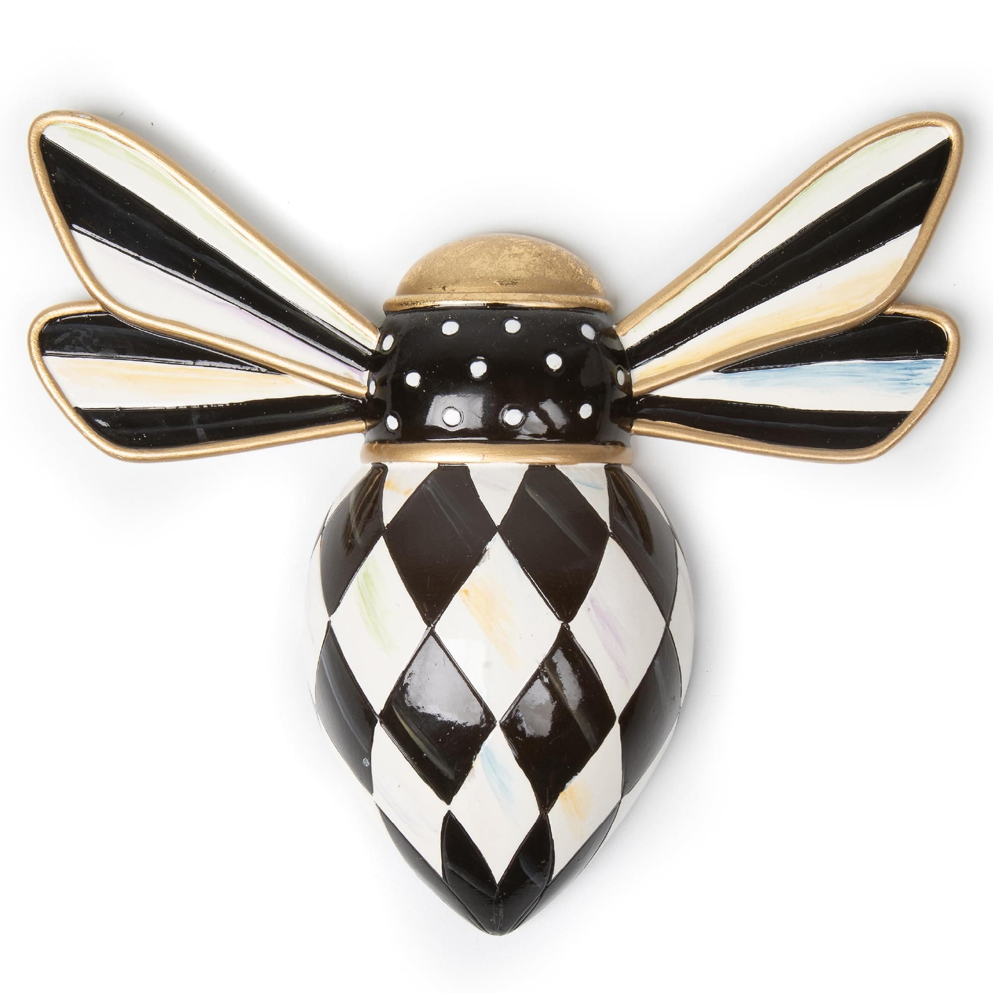 Bee, Hanging Bee Decoration, Black-and-White Courtly Check