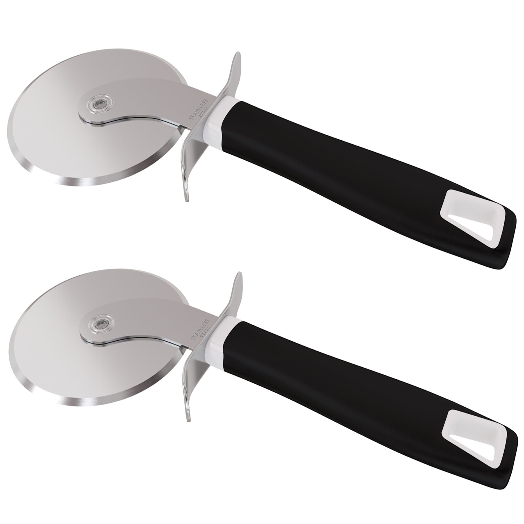 Pizza Cutter 2 Pack - Pizza Slicer with Large Sharp 18/8 Stainless Steel Wheel for Quick Effortless Slicing | Non-Slip Rubber Handle & Dishwasher Safe