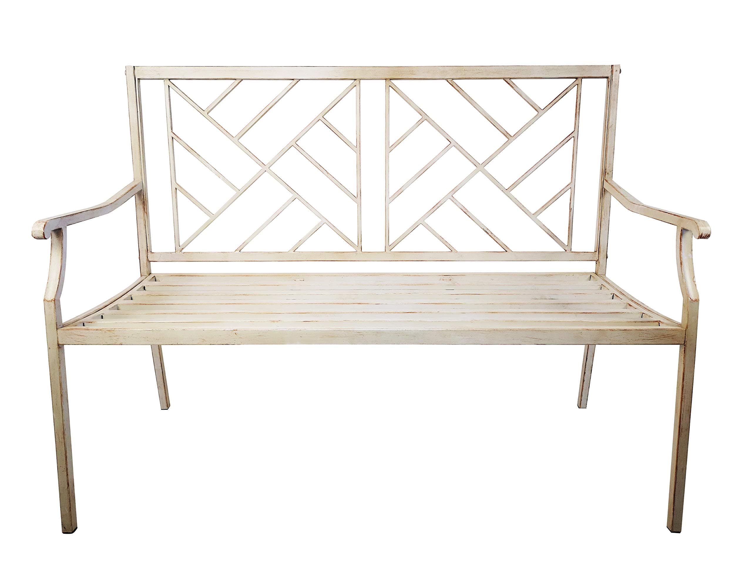 Kanstar Outdoor Bench, Garden or Patio, Steel Metal