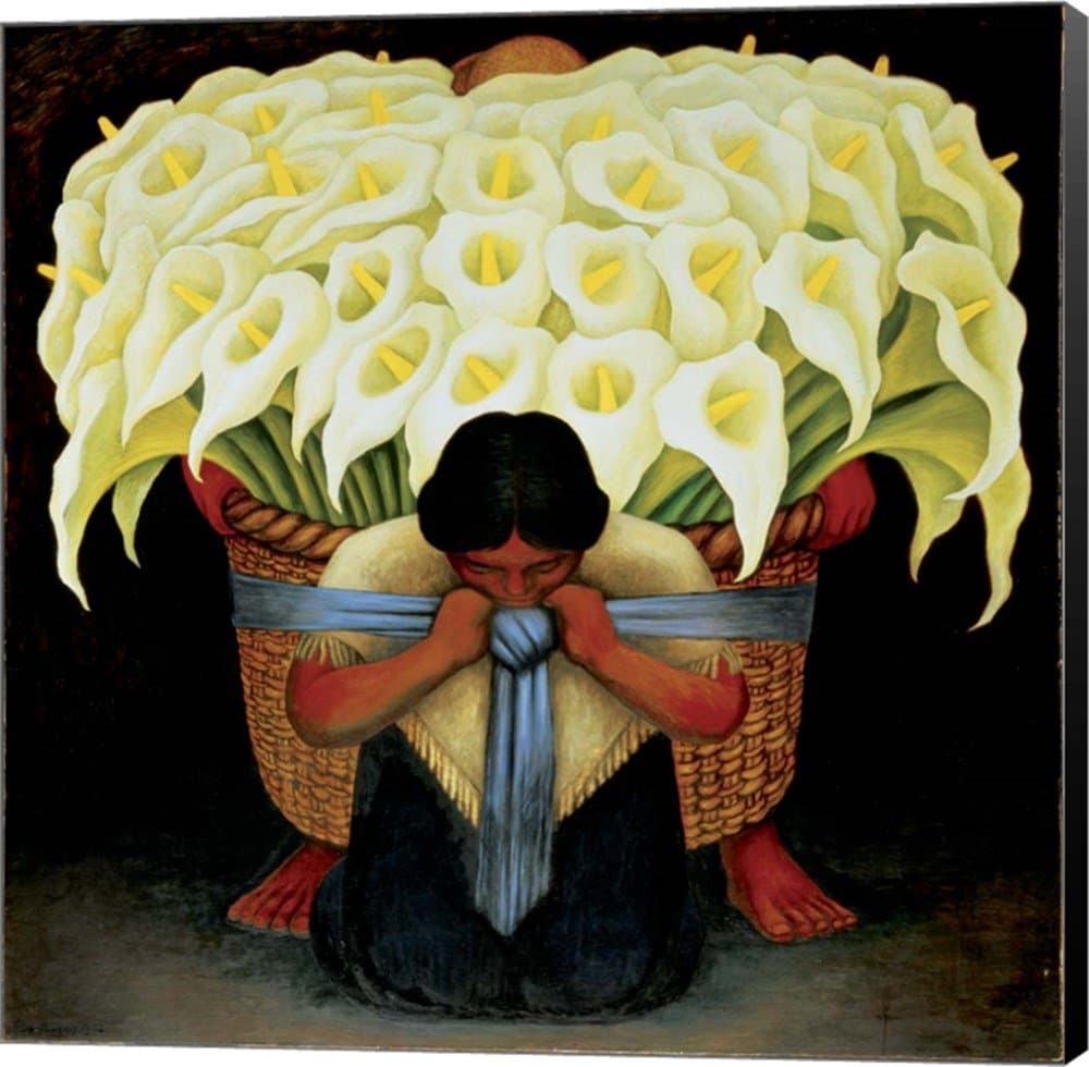El Vendedor de Alcatraces by Diego Rivera Canvas Art Wall Picture, Museum Wrapped with Black Sides, 12 x 12 inches
