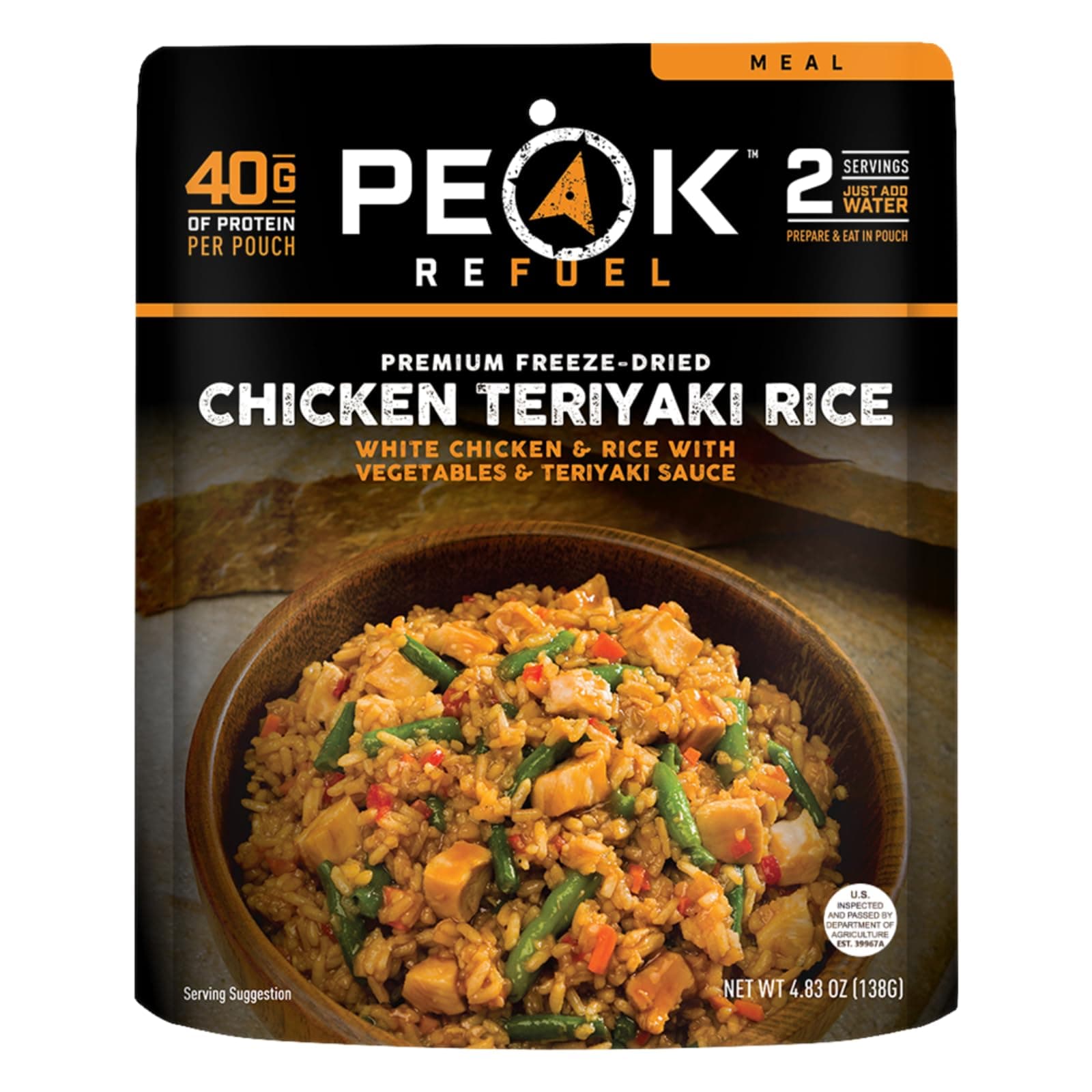 Chicken Teriyaki Rice | 40g Protein | 580 Calories | 100% Real Meat | Premium Freeze Dried Backpacking & Camping Food | 2 Servings | Ideal MRE Survival Meal