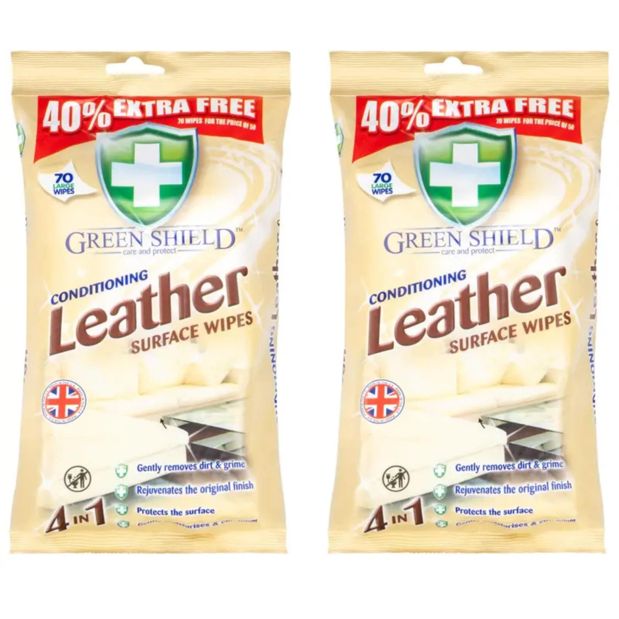 Large Conditioned 4-in-1 Leather Surface Wipes | Fresh Scented Leather Wipes Removes Dirt with Protecting the Surface | Multi-purpose Use Gives Surfaces an Original Finish [Pack of 140]