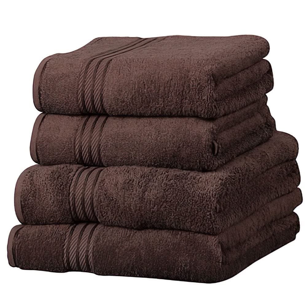 Linens Limited Luxury Supreme 100% Egyptian Cotton | Quick Dry & Highly Absorbent | Durable & Super Soft | 4 Piece Guest Towel Set, Chocolate