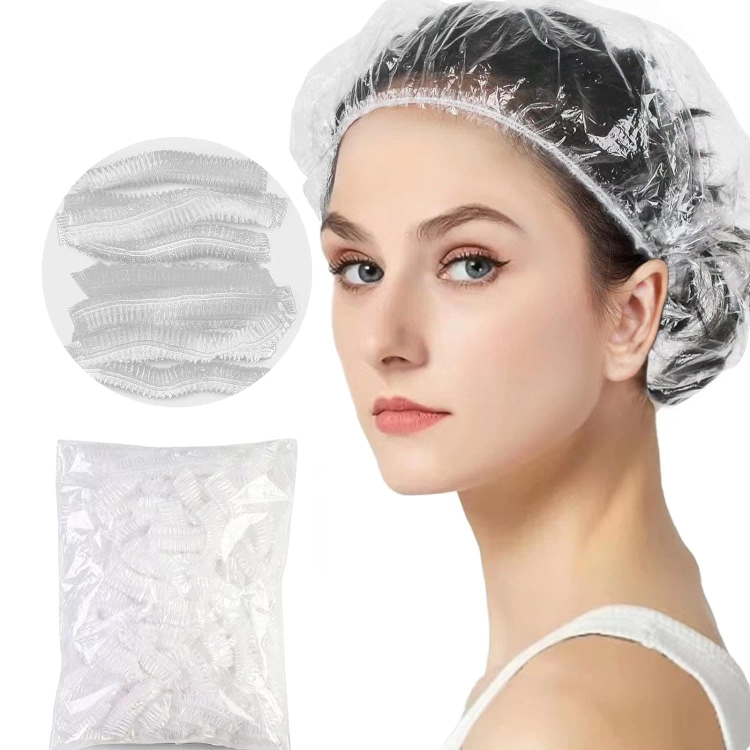 Waterproof Disposable Shower Caps for Women (50 Pieces)