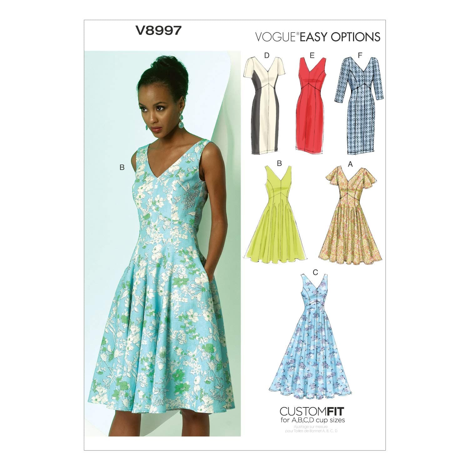 VOGUE PATTERNS V8997 Misses' Dress Sewing Template, Size A5 (6-8-10-12-14)