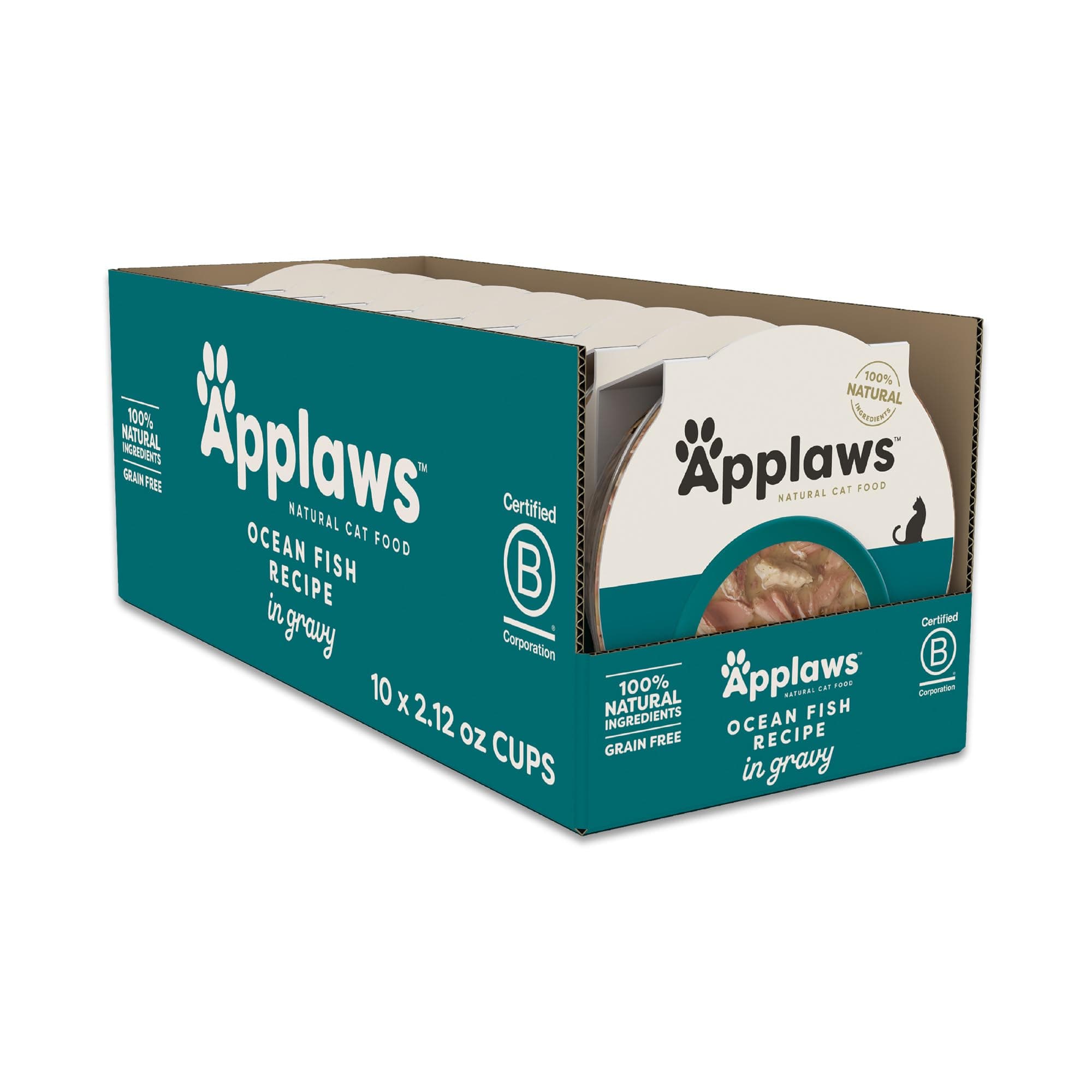 Natural Wet Cat Food in Gravy, Limited and Natural Ingredients, High Protein with No Artificial Additives, Ocean Fish in Gravy (10 x 2.12 oz Easy-Open Cups)