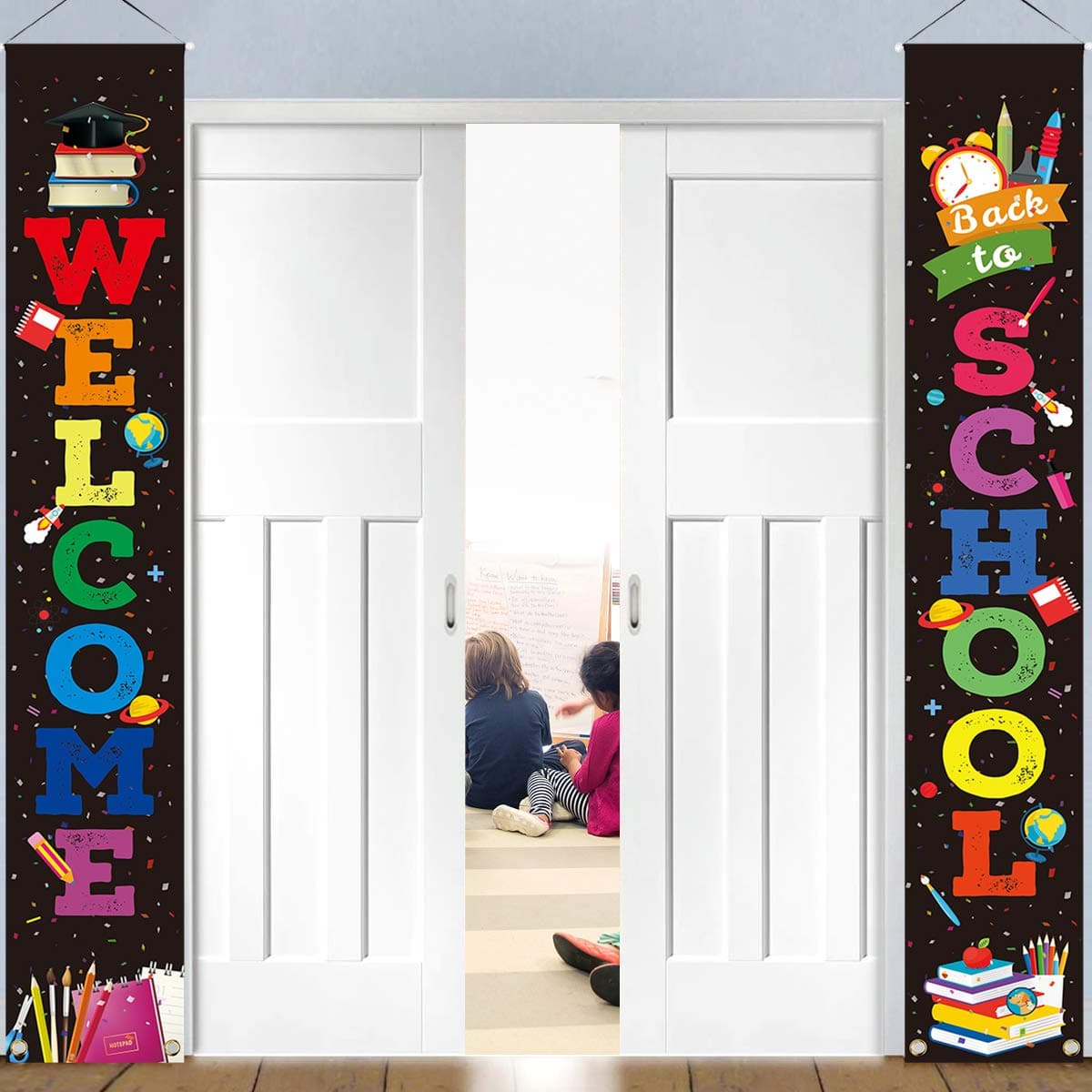 LioNergy Back to School Banner Welcome Banner for First Day of School Hanging Fabric Banners Flags Sign Backdrop Décor Supplies for Pre-School Primary High School Classroom Decorations