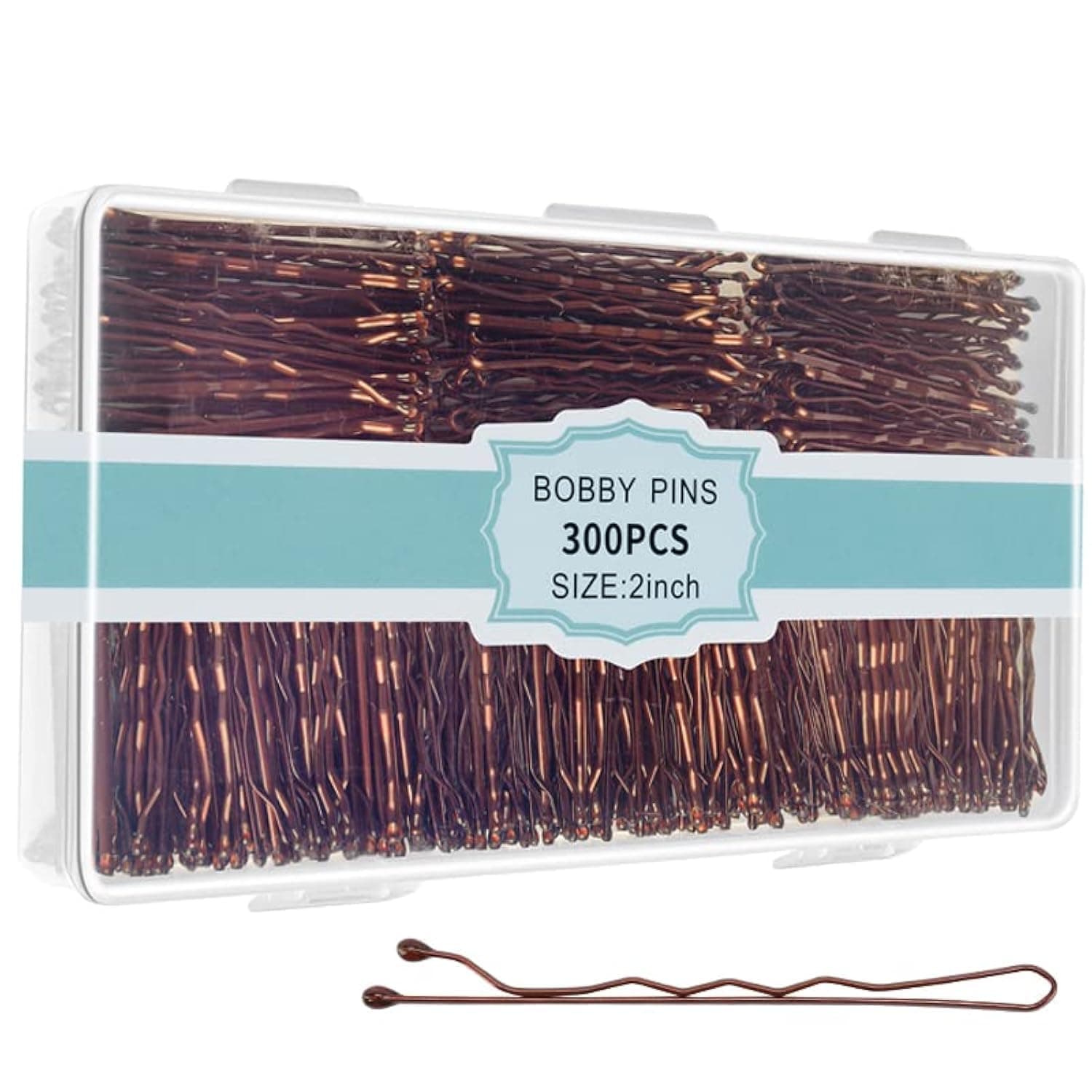 300 Pcs Bobby Pins Brown, EWAGOA Hair Pins for Women Girls and Kids, Invisible curled Hair clips with Storage box, Pain-Free Hairpins（2 Inch Brown）