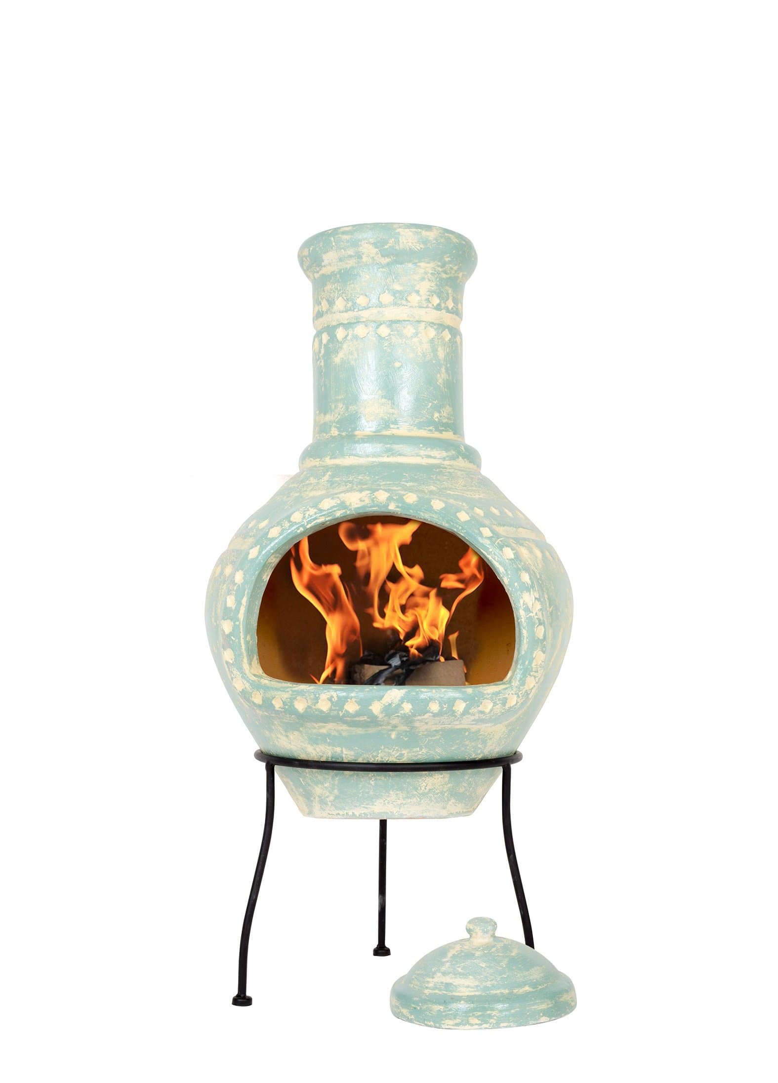La Hacienda Lumbre Clay Chimenea, Large - Blue Aqua 67137