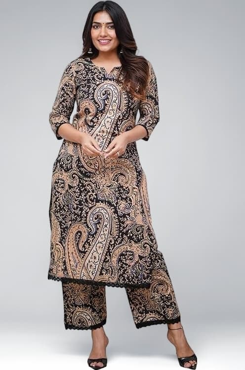 Nermosa Women Viscose Printed Straight Kurta Pant Set