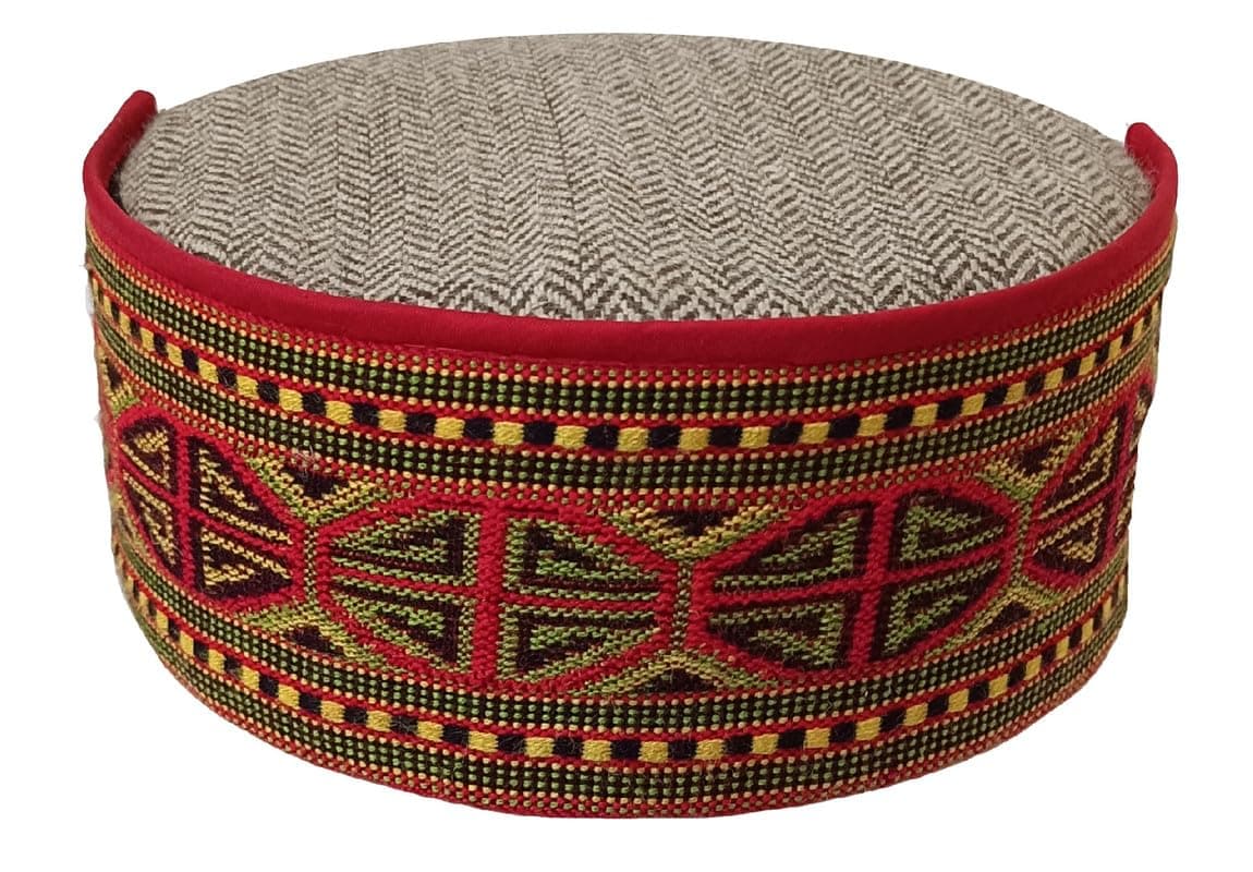 Traditional Indian Wear Kullu Patti/Striped Woolen Topi/Cap/Hat for Men & Women, Broad Octagon-plus Pattern Small, One size