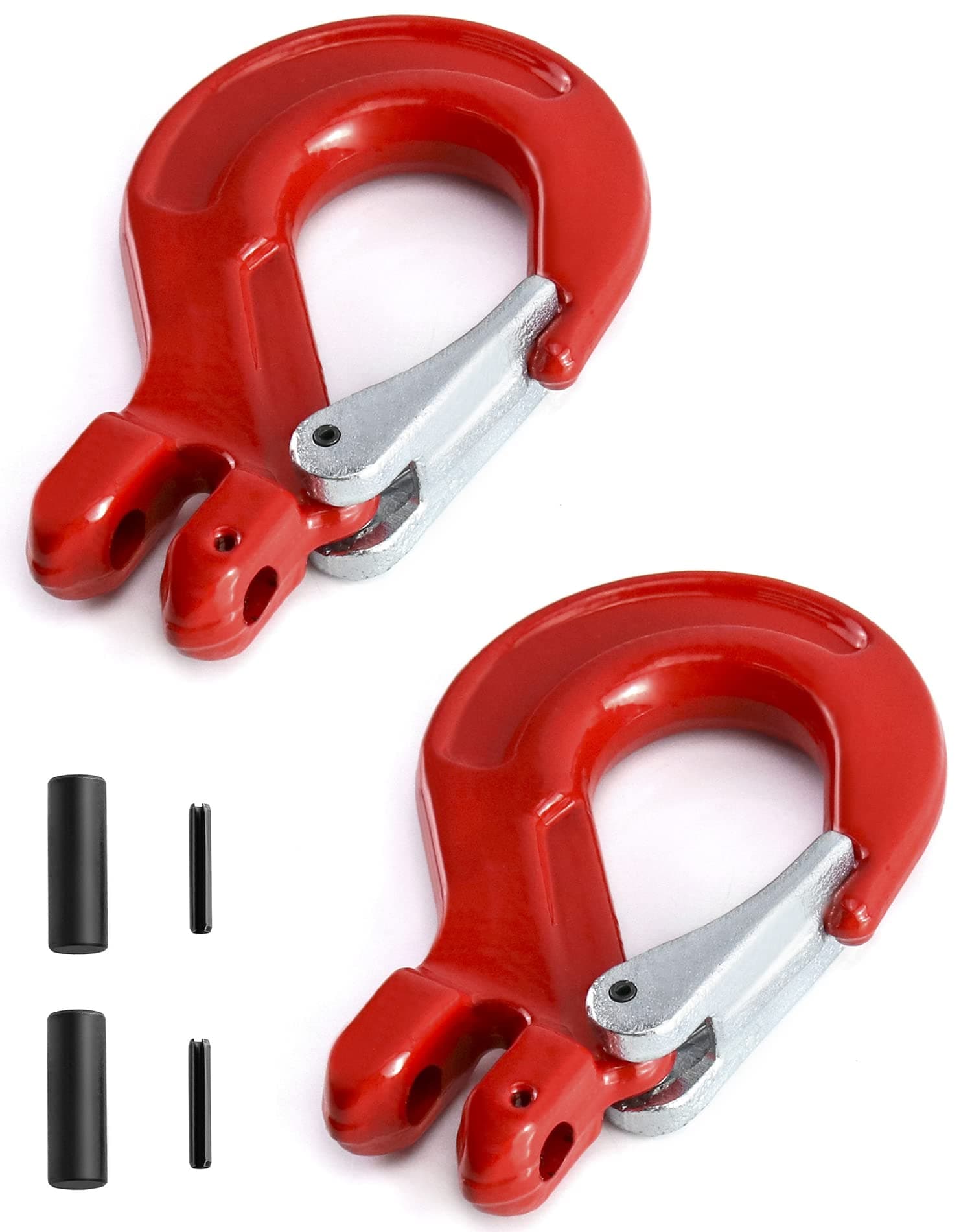 QWORKQWORK Clevis Slip Hook with Latch, 2 Pack,3/8", 4400 lbs Load Limit, Grade 80 Drop Forged Alloy Steel