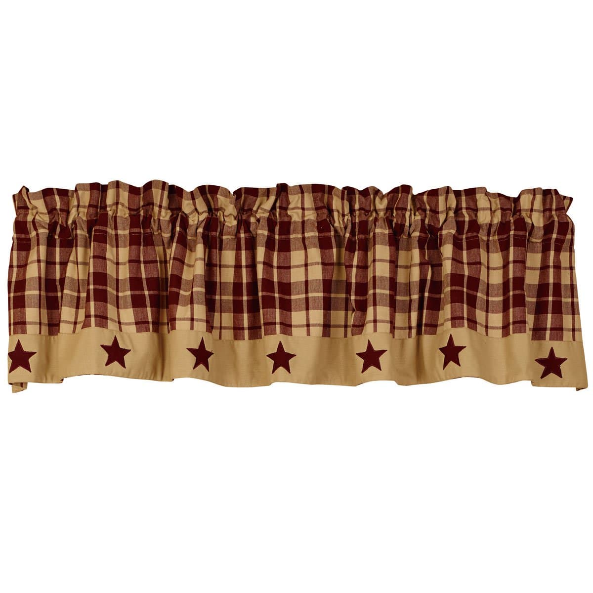 Burgundy Farmhouse Star Valance (72x14")