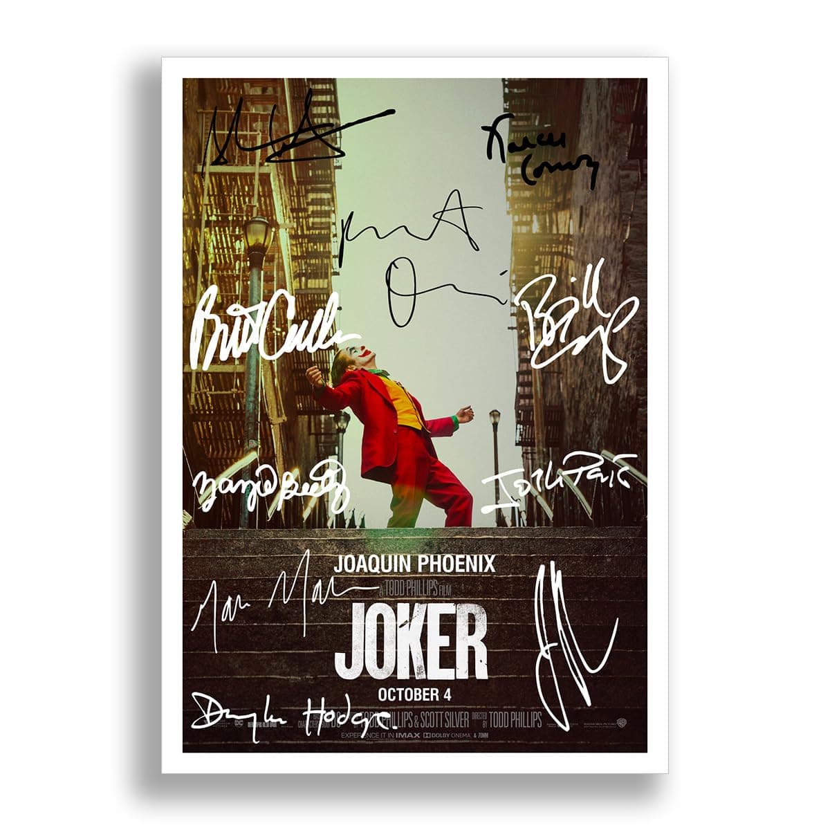 Mounted Gifts Joker Cast Signed A4 Poster Photo Print Framed Autograph Gift 2019 Movie Film Joaquin Phoenix (POSTER ONLY)