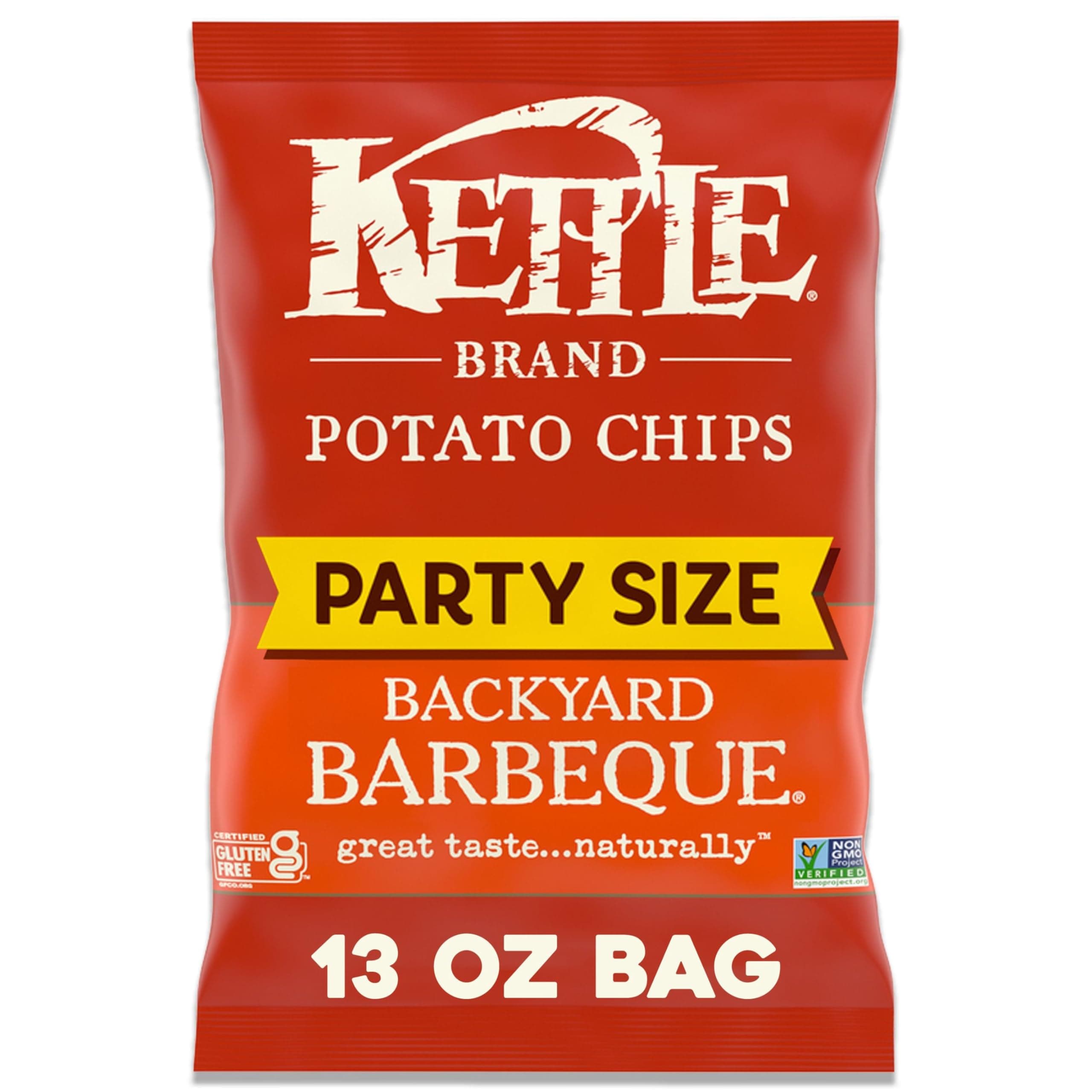 Potato Chips, Backyard Barbeque Kettle Chips, Party Size, 13 Oz