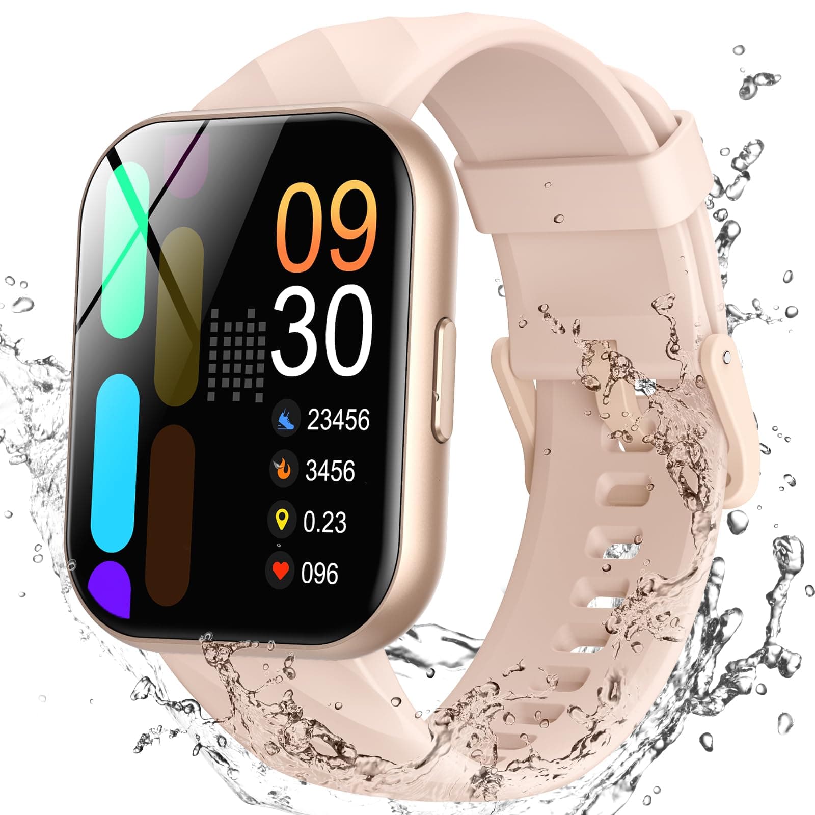 – Parsonver Smart Watch for Women, 5ATM Waterproof for Swimming, Fitness Activity Tracker 100+ Sport Modes, Heart Rate/Sleep/SpO2/Steps Monitor, 1.8" HD Screen Smartwatch for Android & iOS, Rose Gold