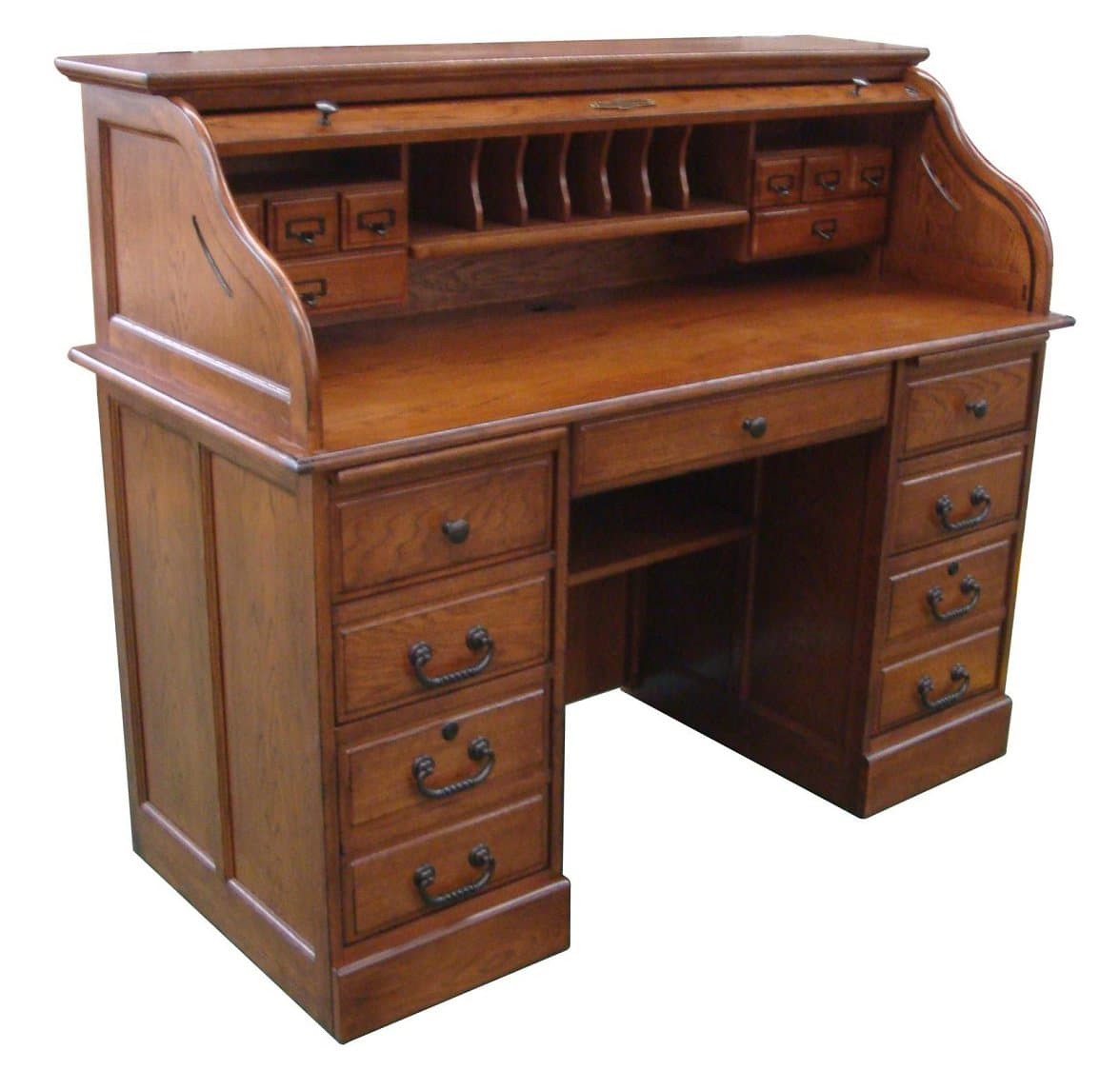 Chelsea Home 54 in. Mylan Roll Top Desk in Burnished Walnut