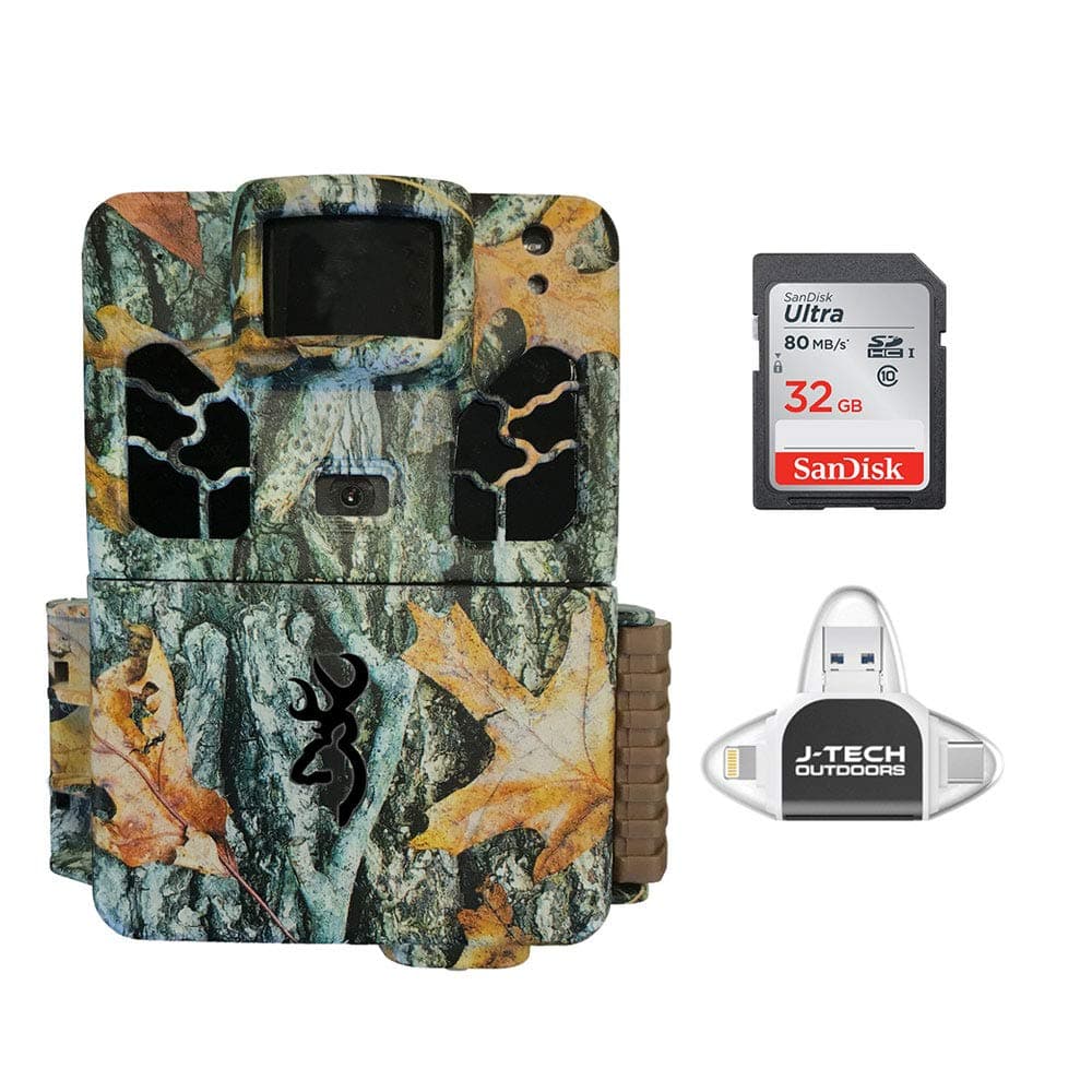 Browning Dark OPS HD APEX (2019) Trail Game Camera Bundle Includes 32GB Memory Card and J-TECH iPhone/iPad/Android USB Memory Card Reader | BTC6HDAPX