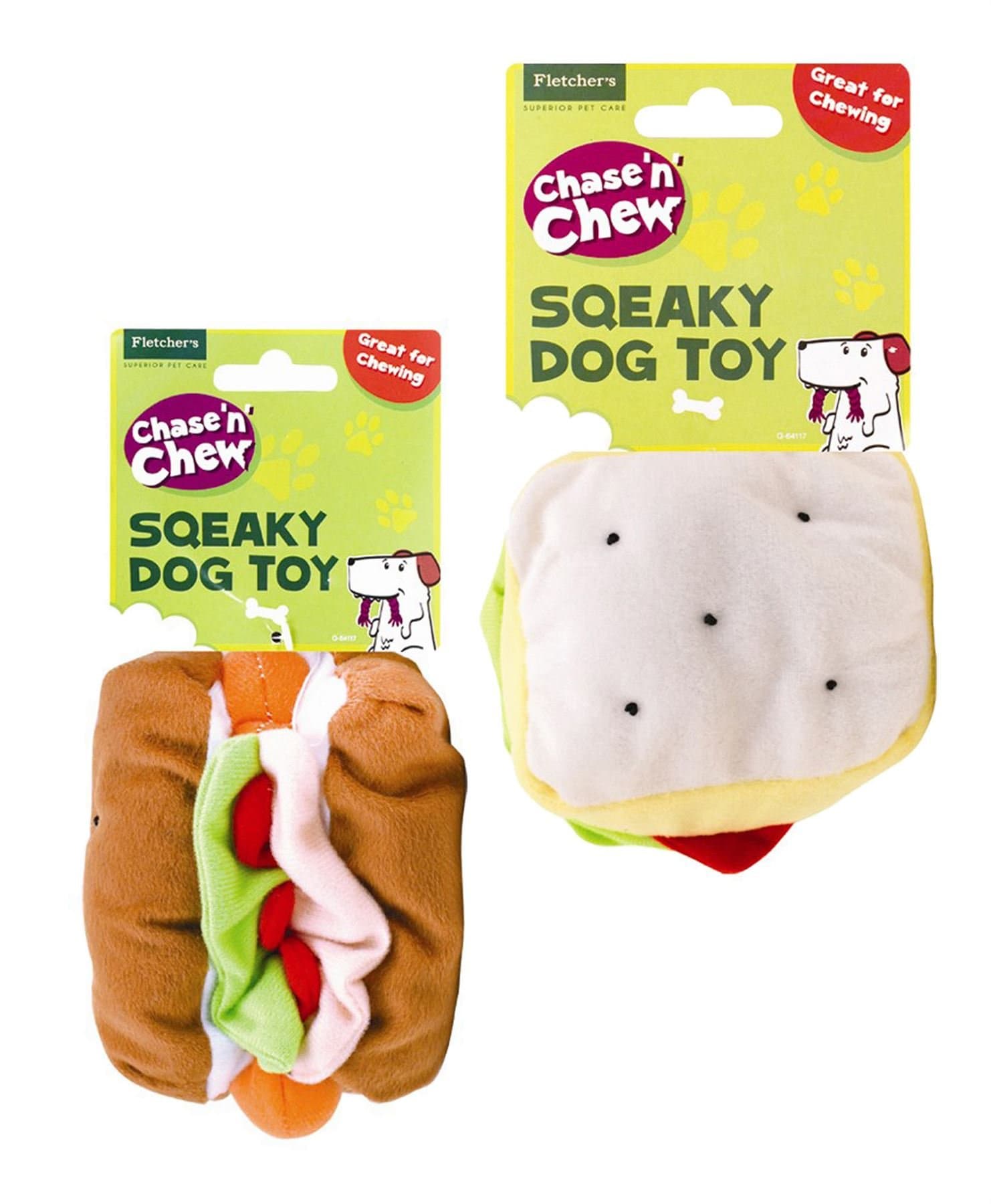 LOT SHOP Fast Food Squeaky Dog Toy Hot Dog Bundle with Sandwich Pack of 2