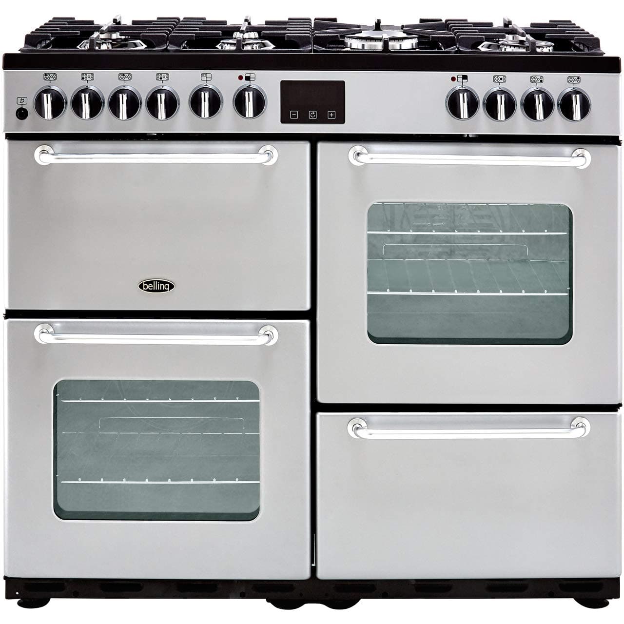 Belling Sandringham 100DFT 100cm Dual Fuel Range Cooker - Silver - A/A Rated