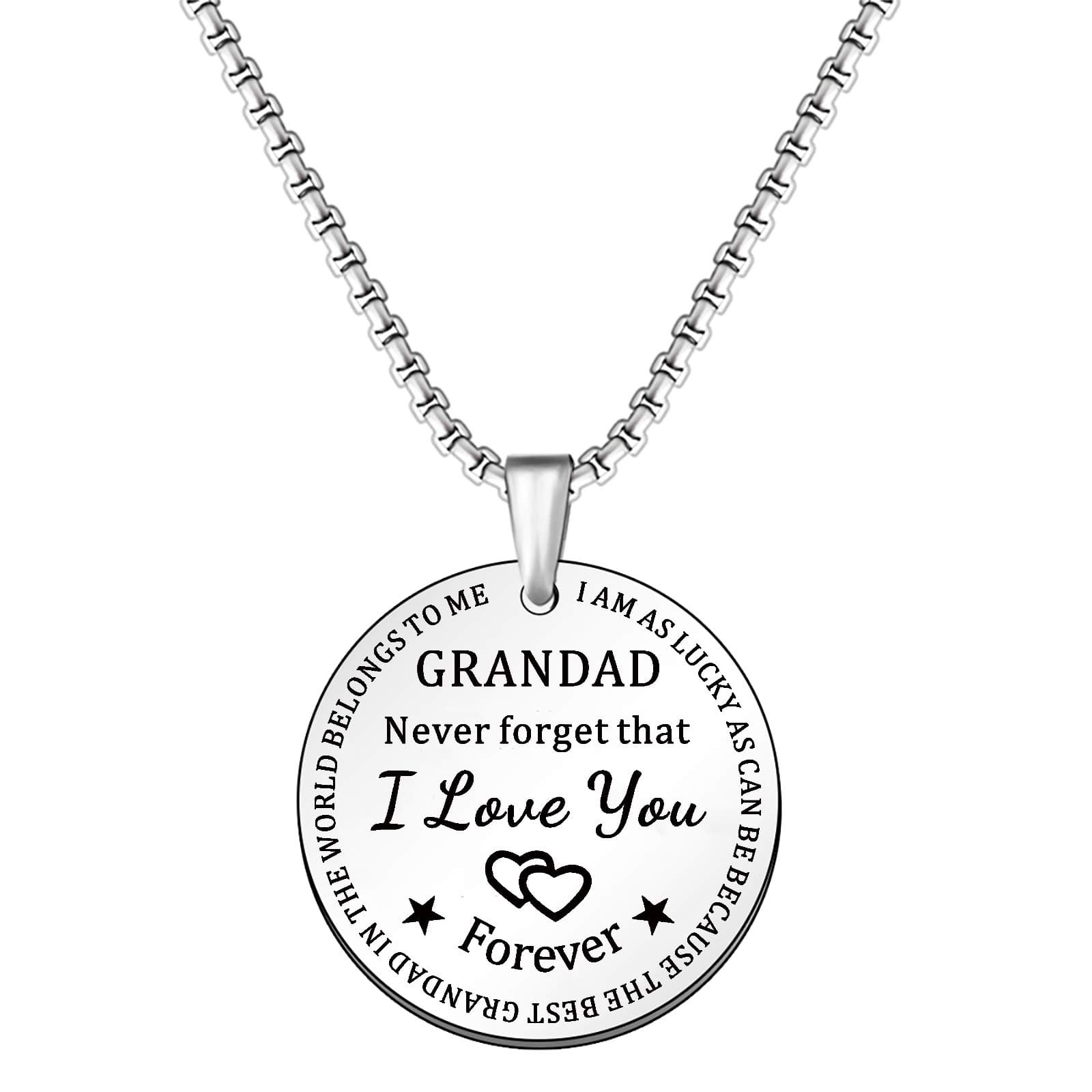 SMARGOFather's Day Gifts For Grandad Necklace From Grandchildren Granddaughter Grandson I Am As Lucky As Can Be Because The Best Grandad In The World Belongs To Me