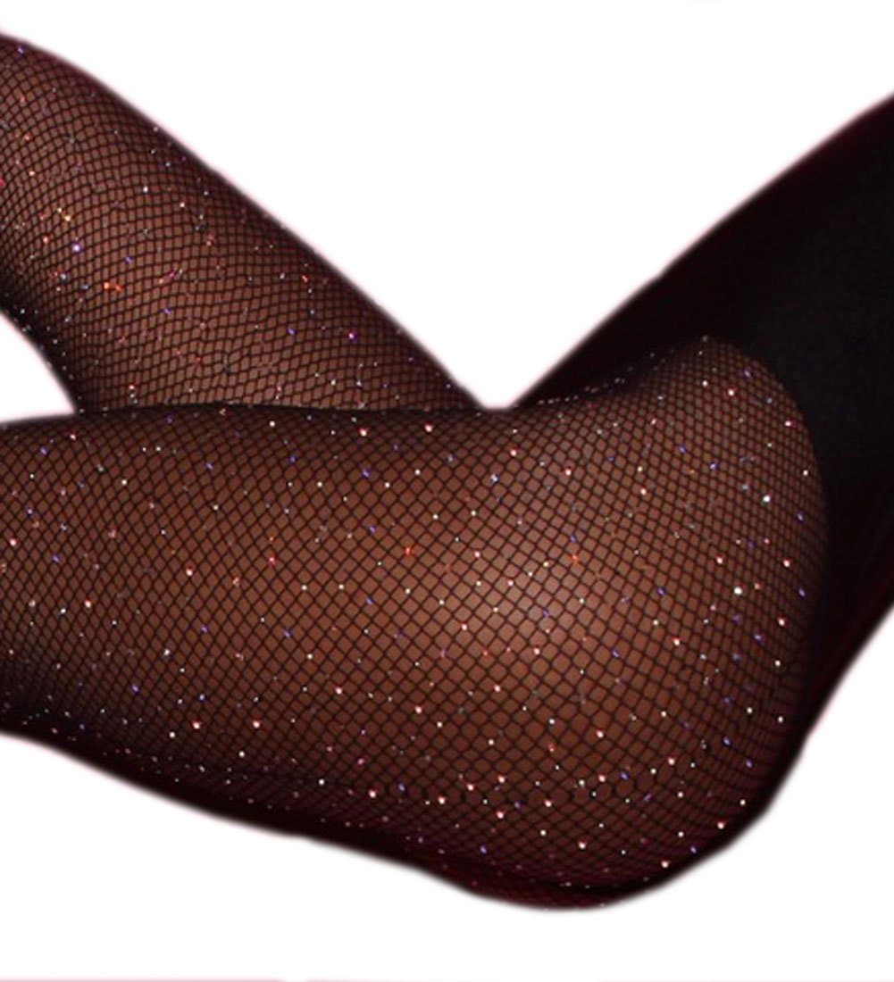 Betteraim Women's Hollow Out Rhinestone Fishnet Pantyhose Tights,Multicolour,Free Size