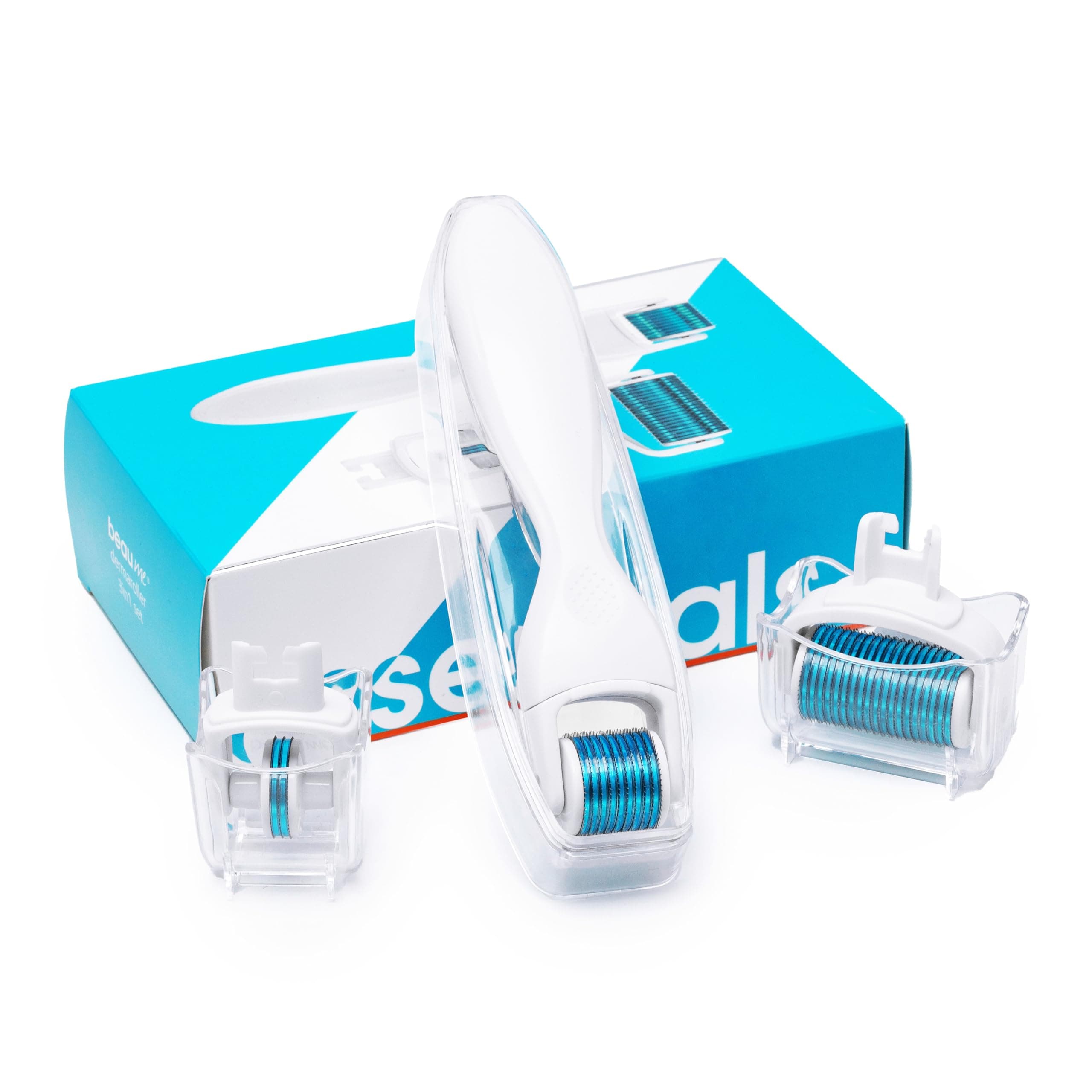 Beaume3-in-1 Microneedling Derma Roller Set - for Face (1.00mm), Eyes (0.50mm), Body (1.50mm) – Smooth Wrinkles, Scars & Stretch Marks – Safe At Home Skin Care Tool