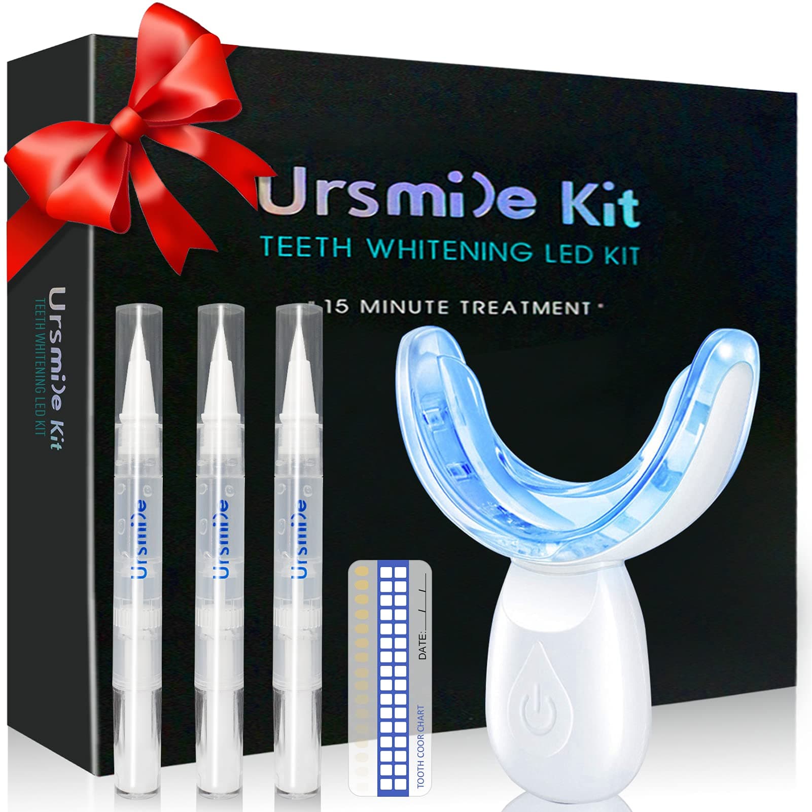 ACCL Teeth Whitening Kit with LED Light for Sensitive Teeth and Tooth Whitening System, Home Teeth Whitener with 3 Teeth Whitening Gel Refill Pens, Color Plate, Tray - White