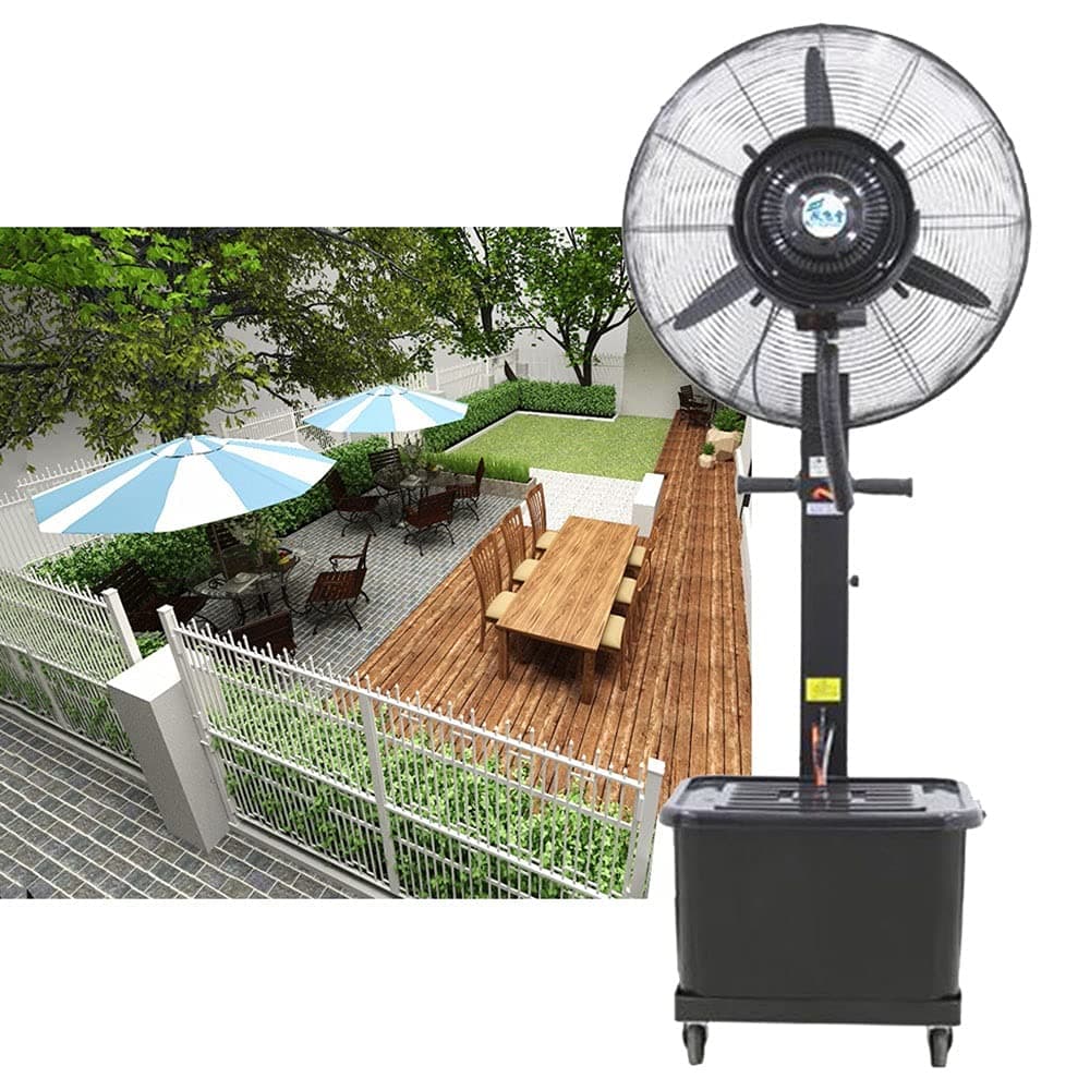 Misting Fan Outdoor Commercial Oscillating Pedestal Fan with Mist for Patio, Outside Restaurant, Garage, Gym, Factory Workshop, 3 Cooling Speeds