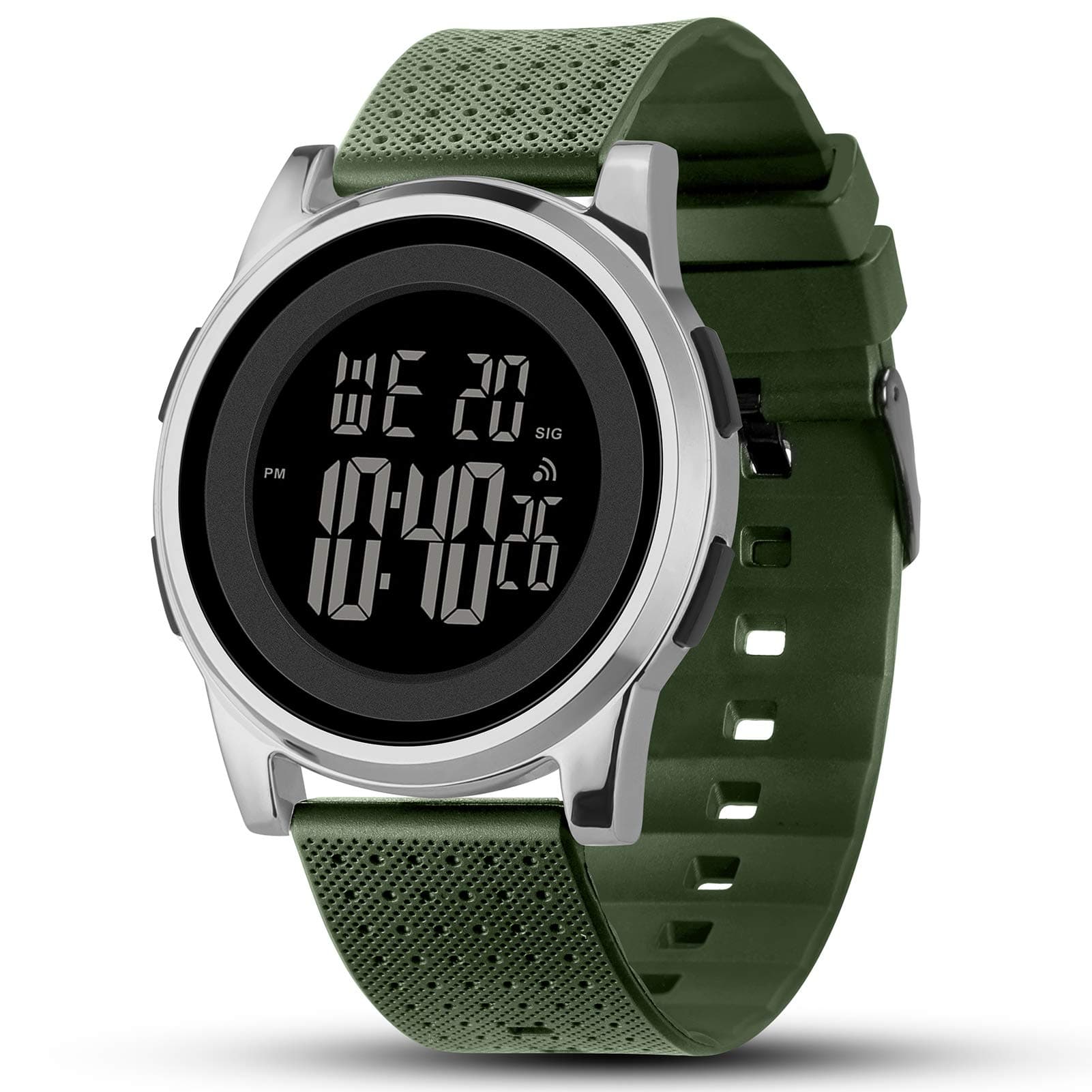 Mens Watch Ultra-Thin Digital Sports Watch Waterproof Stainless Steel Fashion Wrist Watch for Men Women