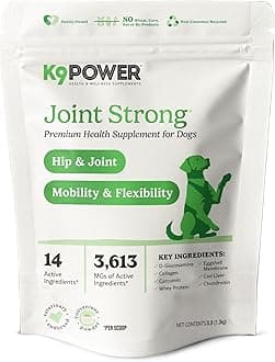 K9Power Joint Strong – Dog Joint Supplement for Mobility, Pain & Inflammation Relief – Glucosamine, Chondroitin, Collagen, Curcumin, Omega 3s, CMO, Green Tea – Ideal for Arthritis & Joint Protection