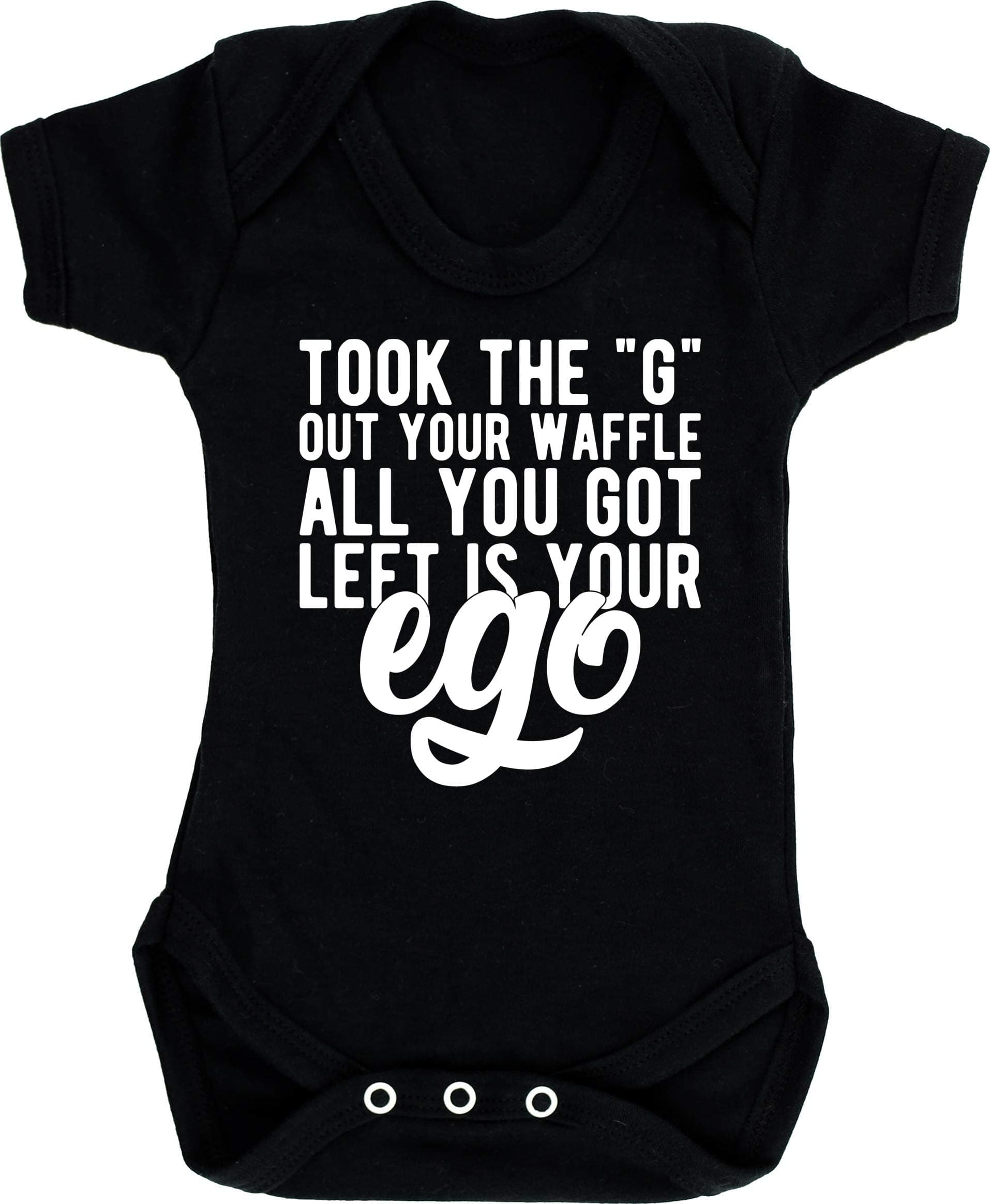 HippowarehouseTook the 'g' out your waffle, all you got left is your ego baby vest bodysuit (short sleeve) boys girls