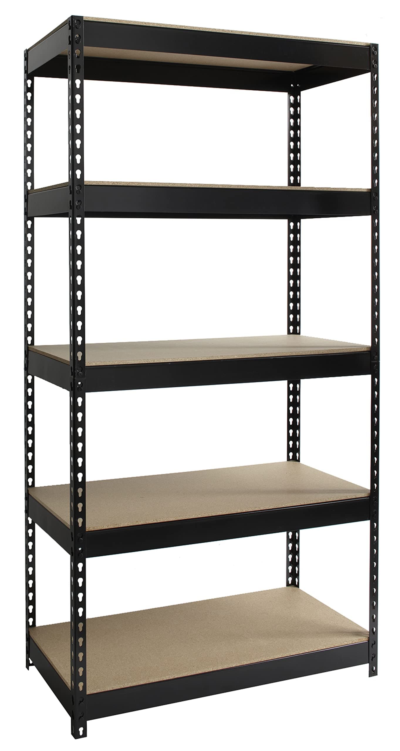 Office Dimensions Riveted Steel Shelving 5-Shelf Unit, 36" W x 18" D x 72" H, Black