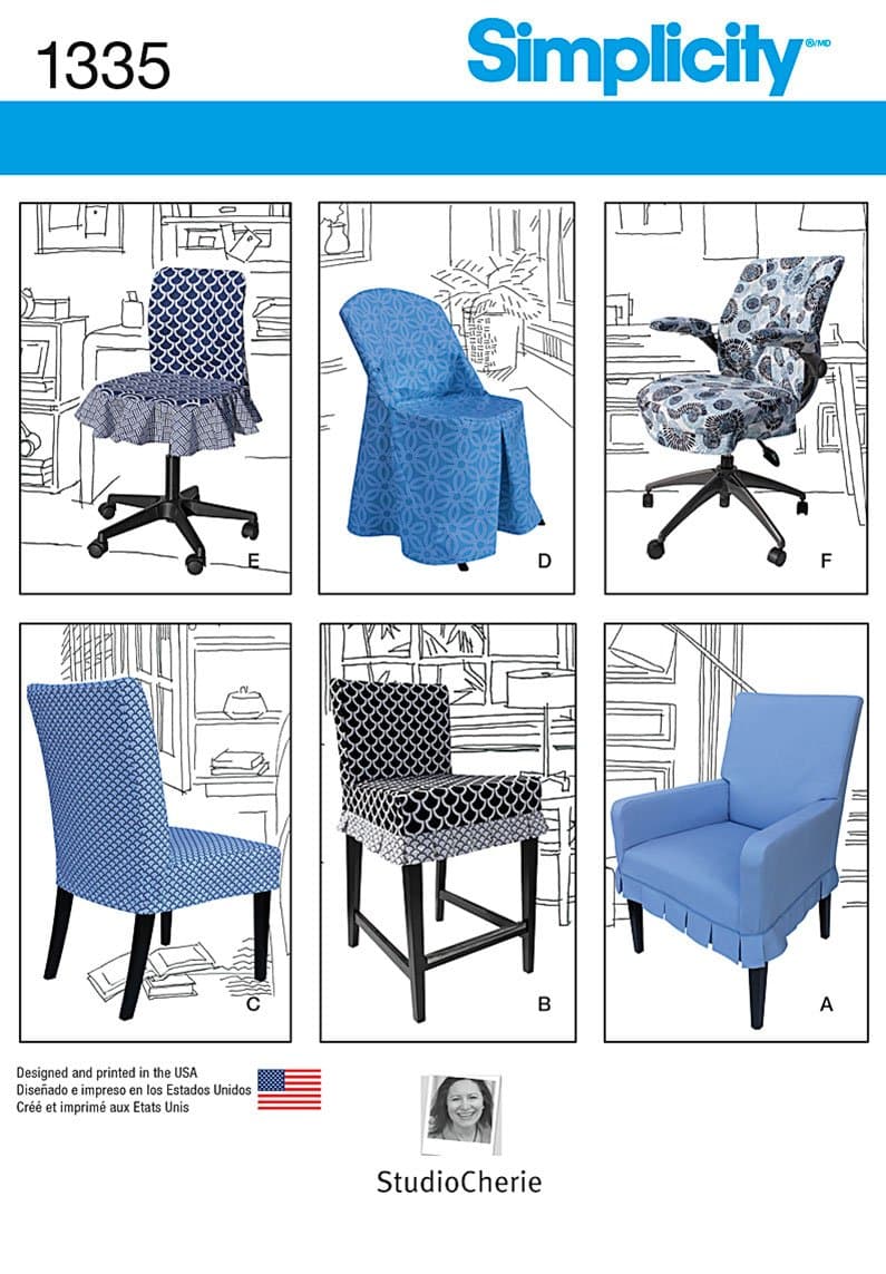 Simplicity Creative Patterns 1335 Chair Covers for Ikea and Realspace Chairs Sewing Patterns, One Size
