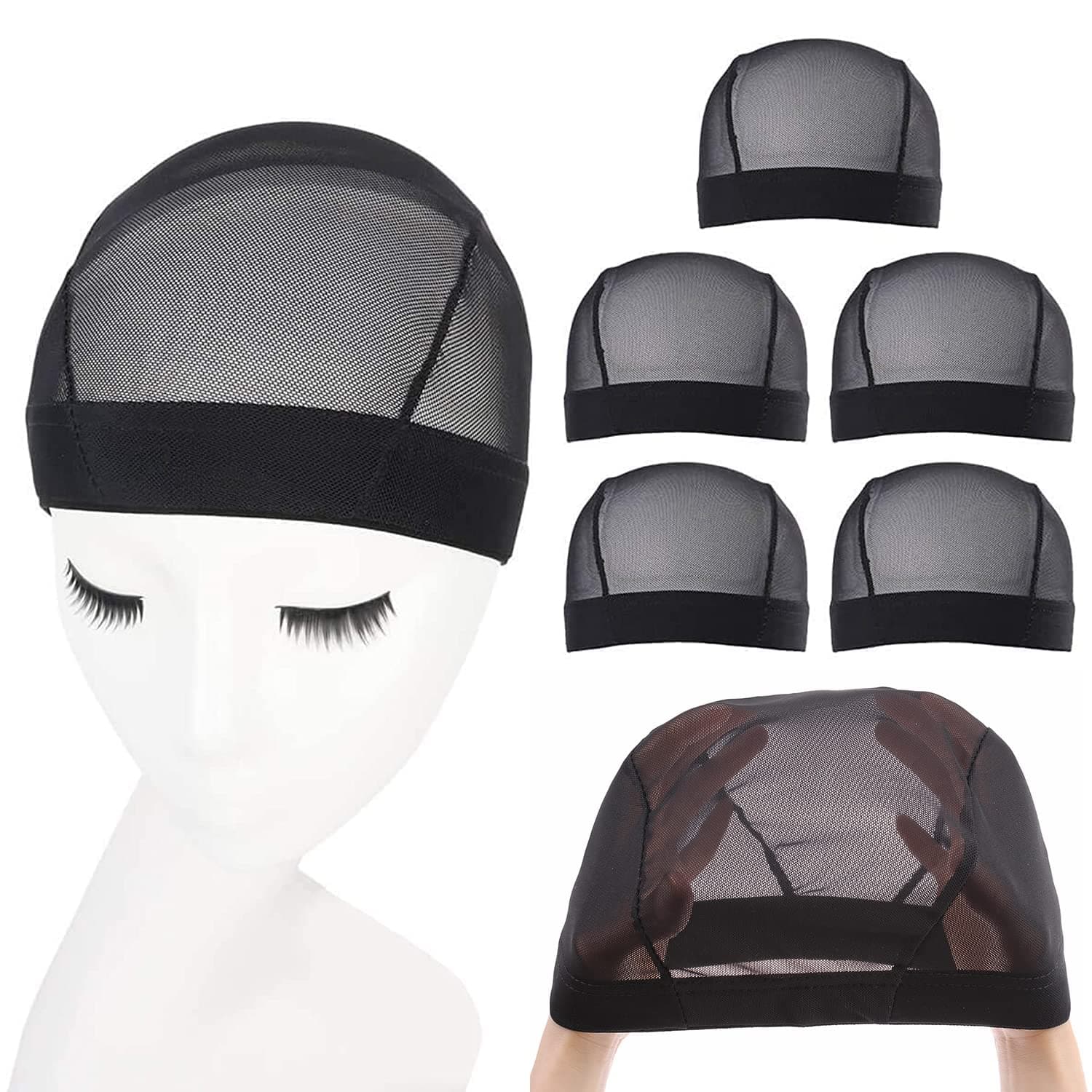XTREND5 Pcs Wig Caps For Making Wigs, Stretchable, Comfortable, Dome Wig Cap For Men And Women(Black Wig Cap L