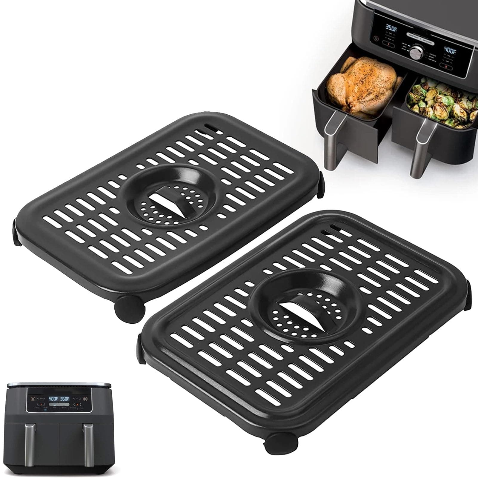 – GXF Air Fryer Replacement Parts for Ninja Foodi AF300UK 6 in 1 7.6L DualZone Air Fryers, 2 PCS Food Grade Air Fryer Accessories Grill Pan Plate Crisper Plate Rack Tray, Dishwasher Safe