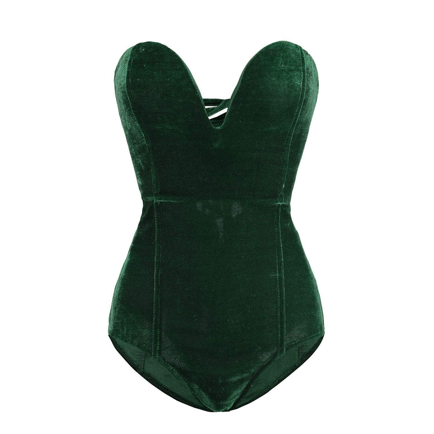 saqulopr Halloween Bodysuit Tube Top Velvet Leotard Corset Back