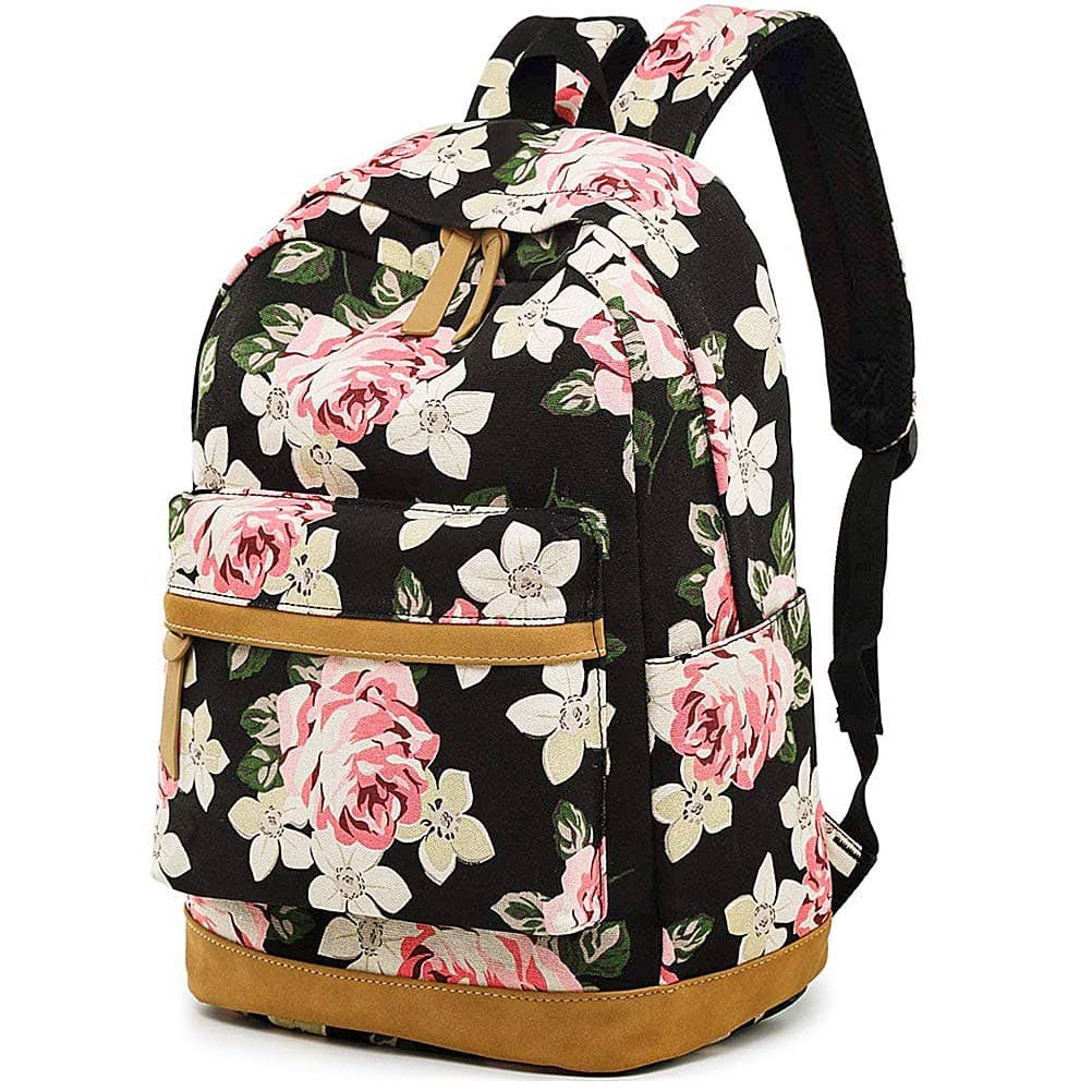 MCWTH Casual Laptop Backpack Travel Daypack School Bag Bookbags for Teen Girls and Women (Big Flower)