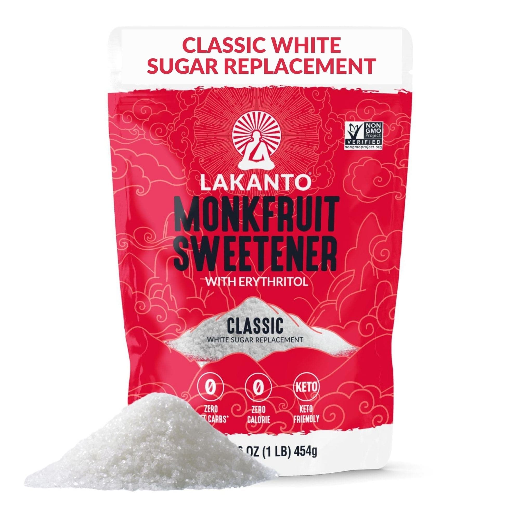 Classic Monk Fruit Sweetener - White Sugar Substitute, Zero Calorie, Keto Diet Friendly, Zero Net Carbs, Zero Glycemic, Sugar Replacement (Classic White - 454gram)