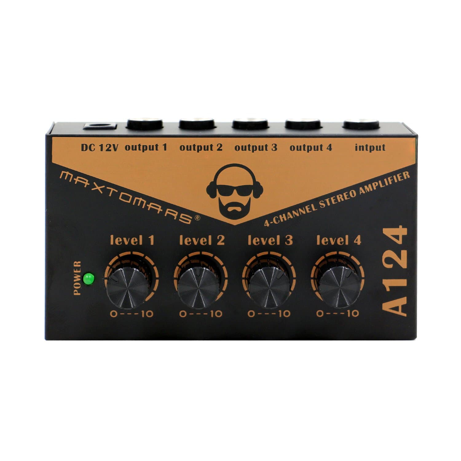 MAXTOMARS A124 Headphone Phono Amplifier, 4-Channel Stereo Compact Amplifier