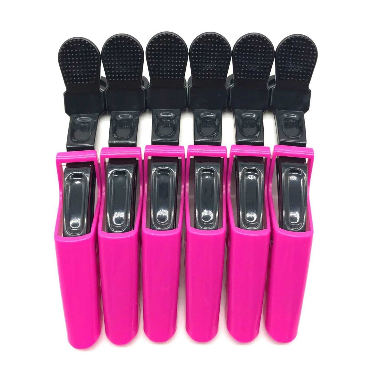 BEINY 6PCS Plastic Crocodile Hair Styling Clips with Non Slip Grip - Double Colored Barrettes for Thick Hair - Salon Sectioning Alligator Clips - DIY Accessories Hairpins for Women Girls (Rose Red)