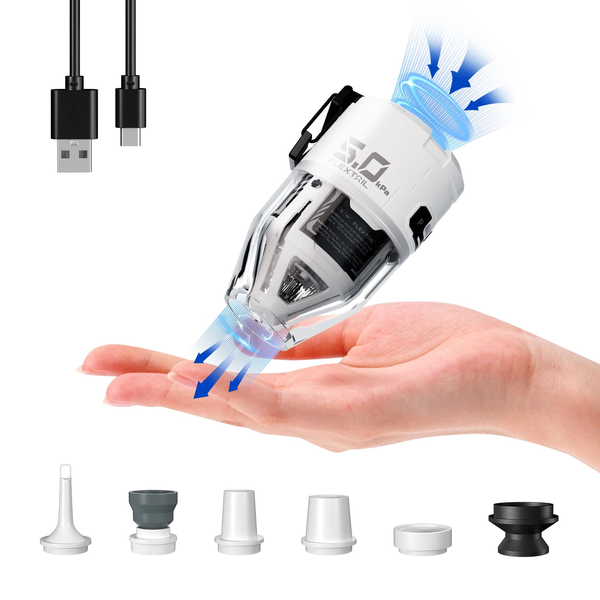 Max Pump 3 Air Pump for Inflatables, 5Kpa Portable Air Pump, 500L/min Air Mattress Pump with Camping Light, Electric Pump for Inflatable Pillows Swim Rings Air Mattresses Air Bed Boats