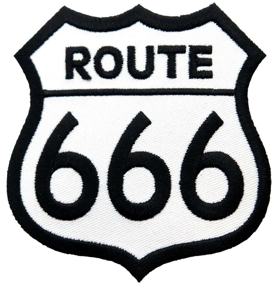 Route 666 Embroidered Patch Iron-On Evil Highway Road Sign Parody 66 Biker Emblem