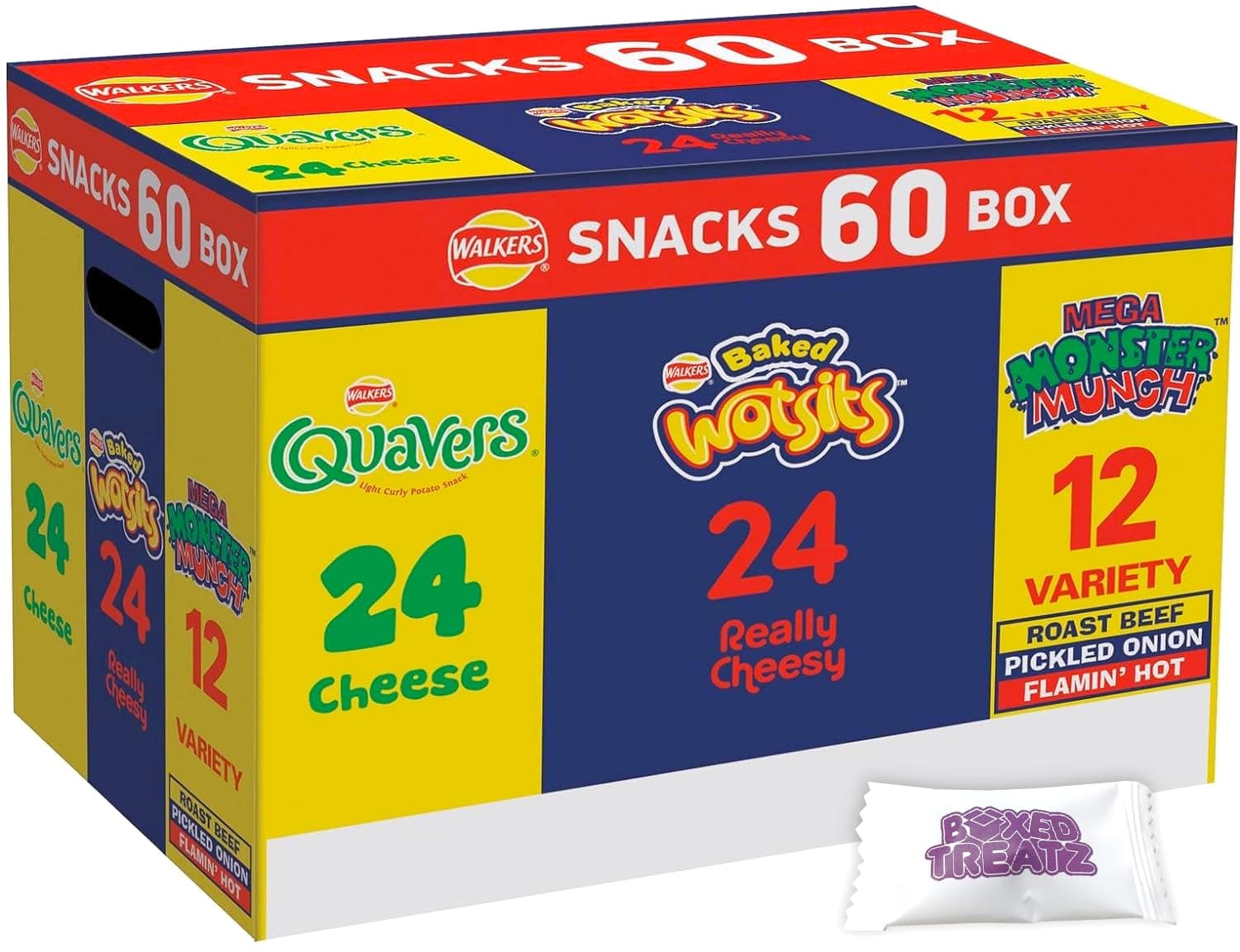 Snack Variety Crisps Box 60 Pack Quavers Baked Wotsits Mega Monster Munch Crisps Snack Mix Party Box Boxed Treatz