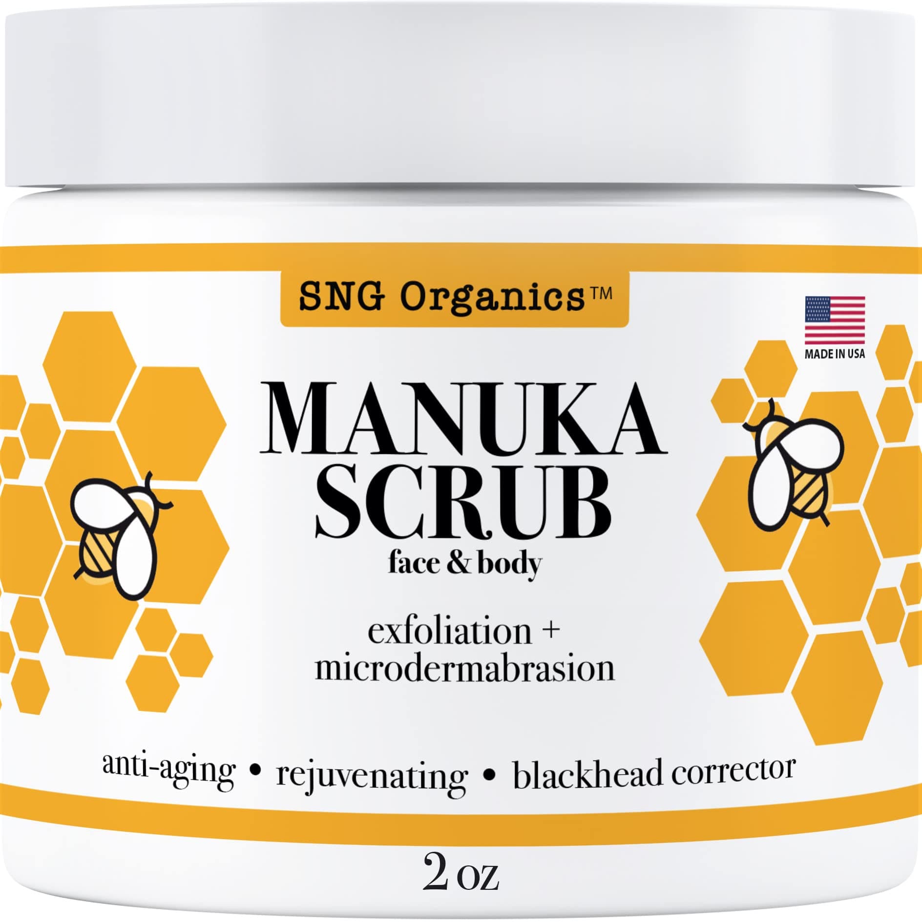 Manuka Honey New Zealand Facial Scrub - Deep Pore Microdermabrasion, Exfoliating Facial Scrub - Blackhead Remover, Moisturizing Face Exfoliator for Anti-Aging & Acne