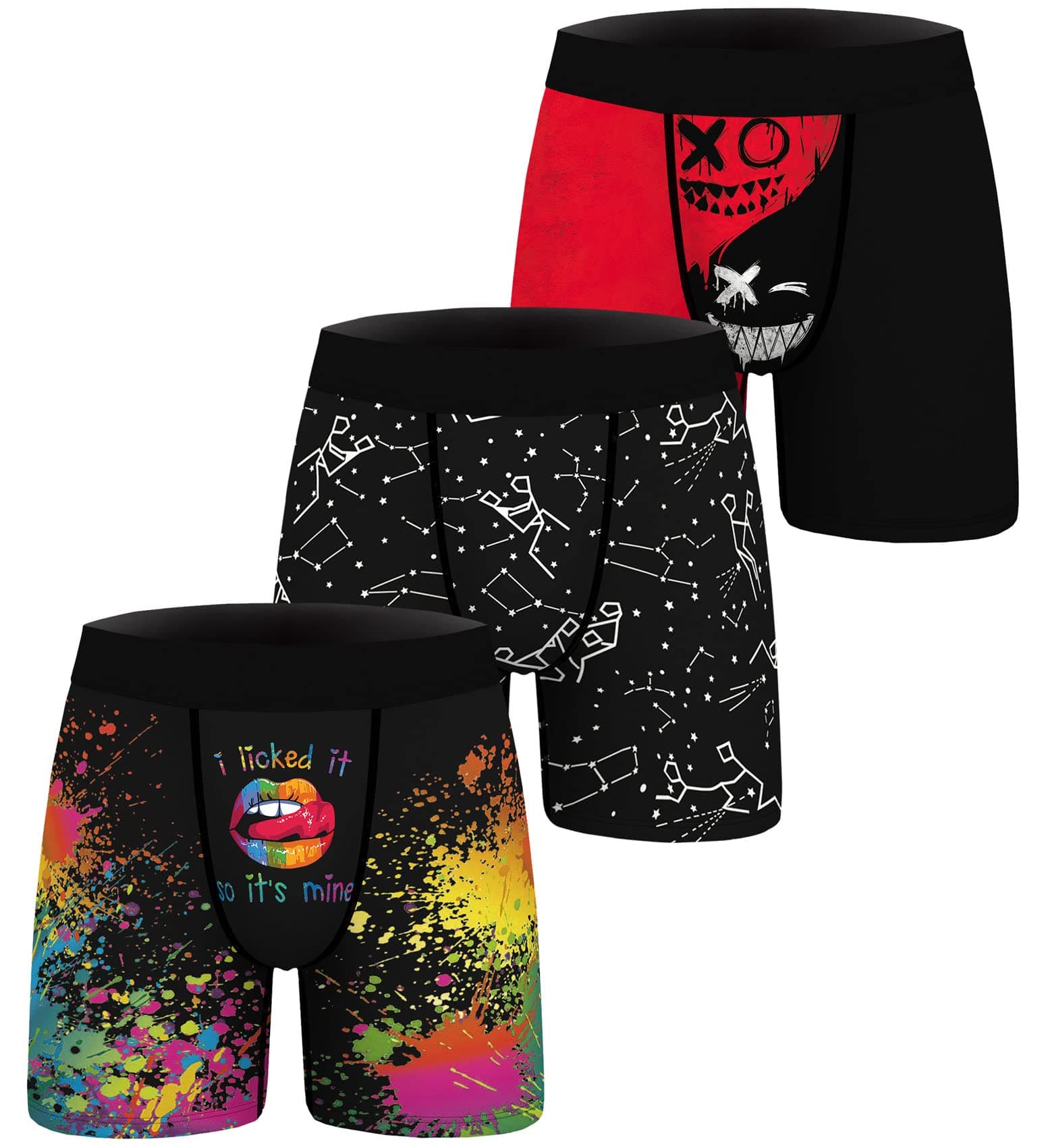 ANGEL CITIZ 3 Pack Men's Novelty Boxer Briefs Comfy Funny Boxer Shorts Hilarious Gag Gifts Christmas Underwear for Men No Fly