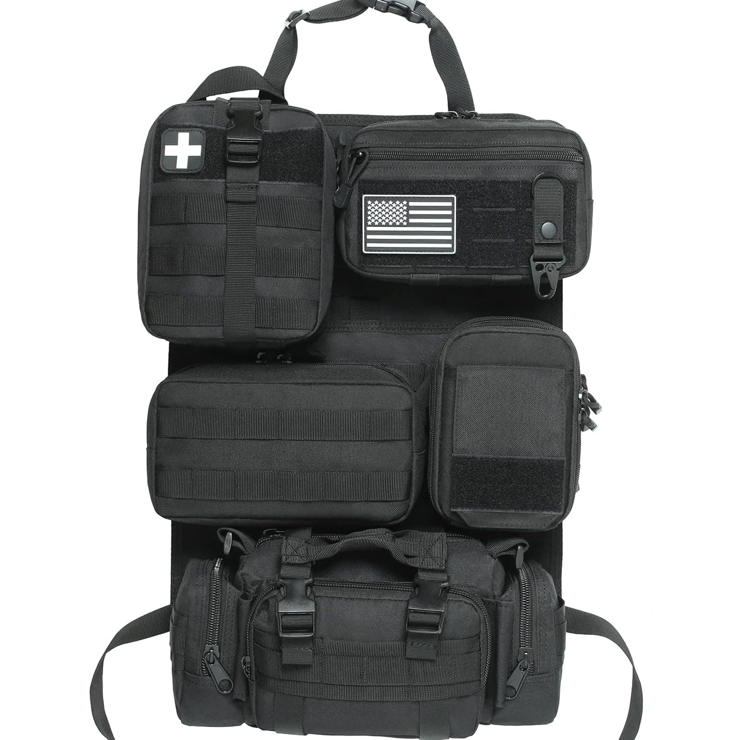 6 Pack Tactical Molle Car Seat Back Organizer - Tactical Vehicle Panel Organi...